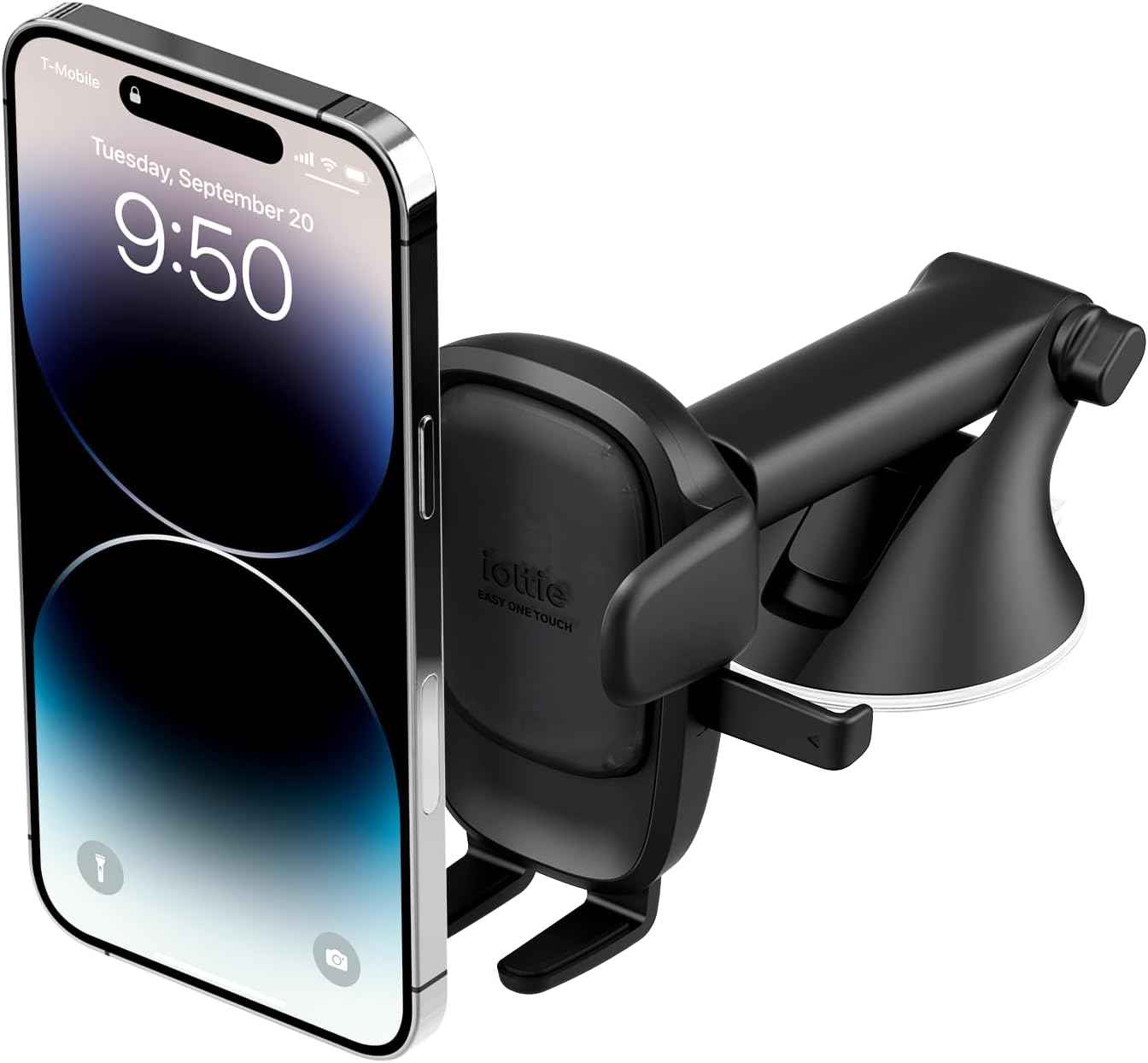 iOttie Easy One Touch Signature Dashboard & Windshield Universal Car Mount Phone Holder Desk Stand with Suction Cup Base and Telescopic Arm for iPhone, Samsung, Google, More Smartphones