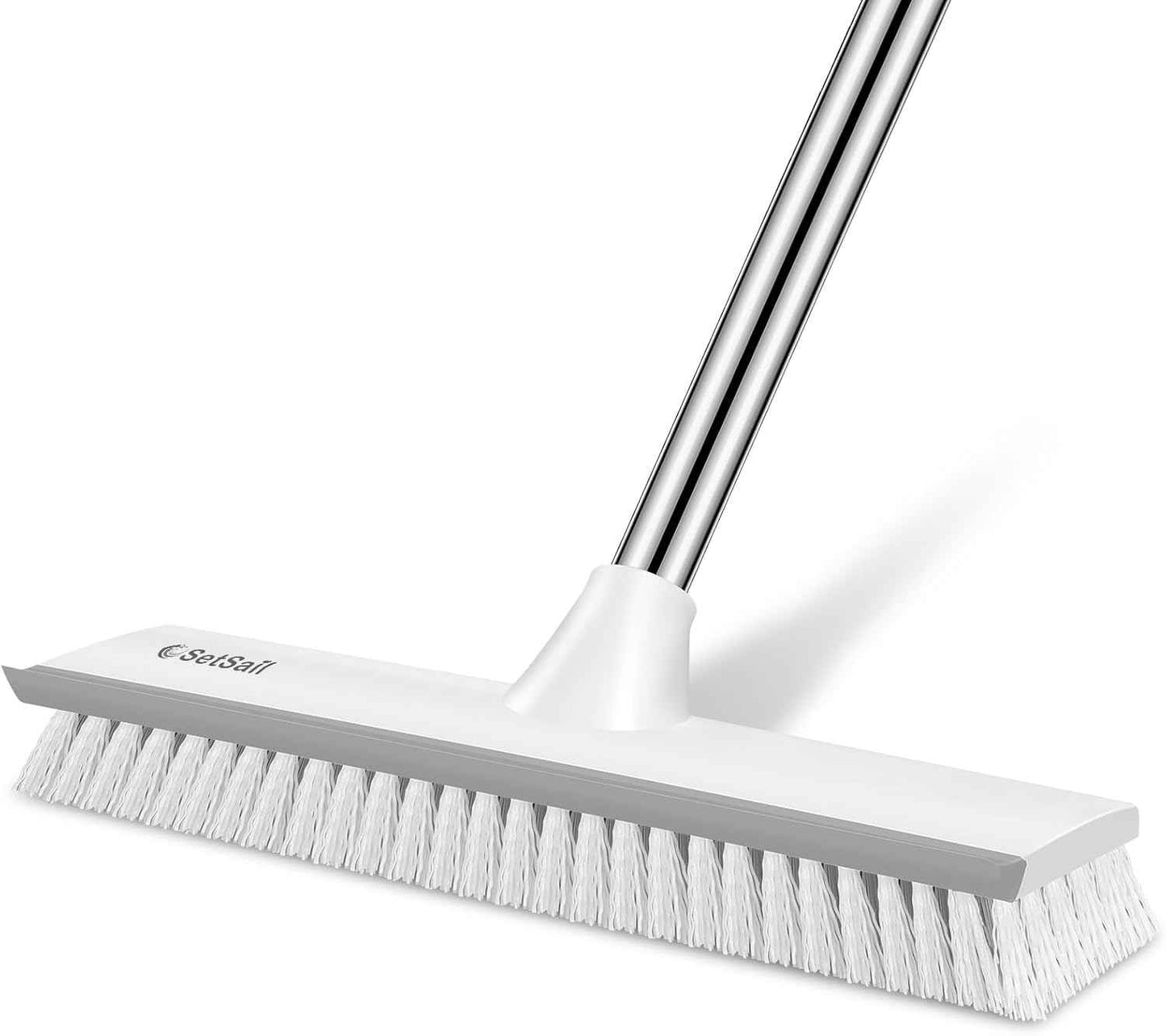 SetSail Floor Scrub Brush with 51-Inch Long Adjustable Handle 2 in 1 Scrape Brush Stiff Bristle Floor Scrubber for Cleaning Shower Bathroom Garage Kitchen Wall Deck Tub Tile
