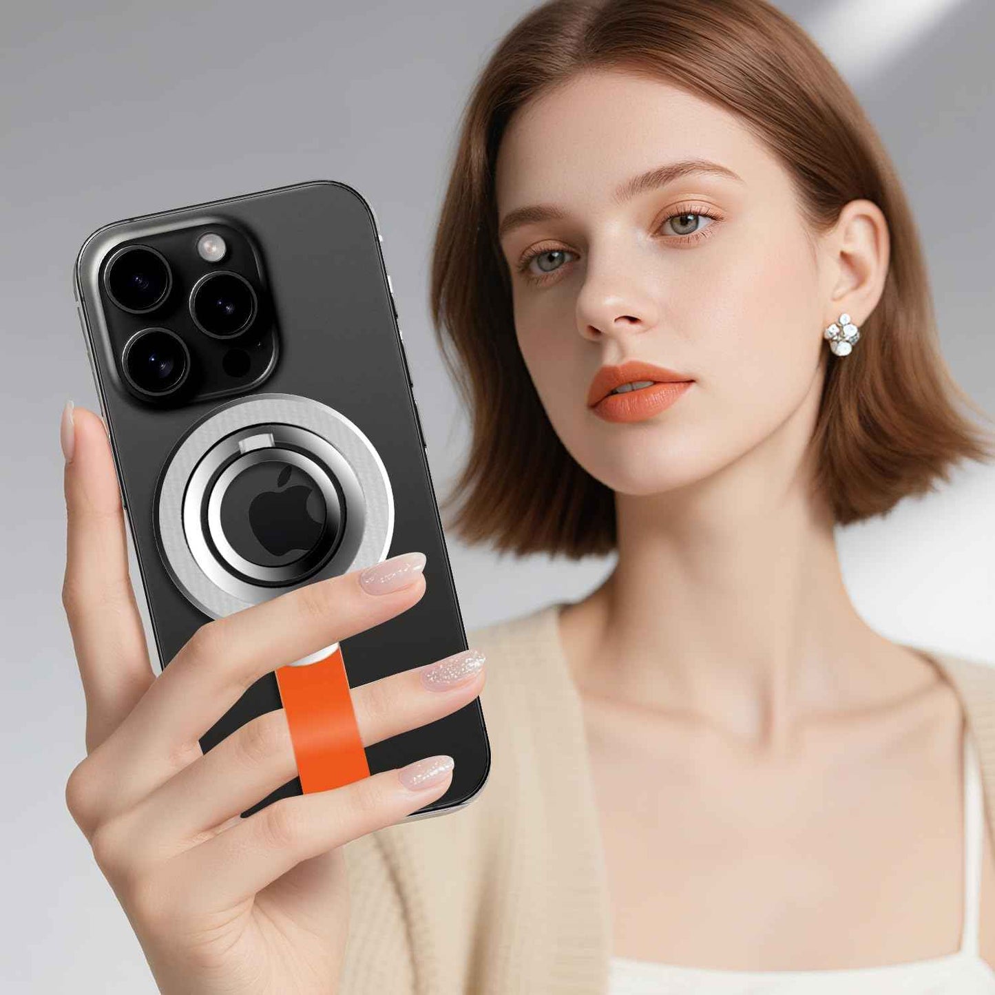 Magnetic Phone Grip Holder, Rotatable Magnetic Phone Ring Stand Holder, Magnet Cell Phone Grip Stand for iPhone 16 Pro/16/15/14/13/12