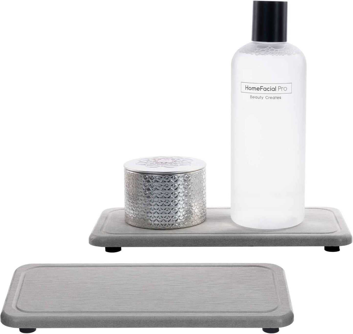 2 Pcs Water Absorbing Stone Trays, Kitchen/Bathroom Sink Soap Dish, Diatomite Tray Used for Hand Soap & Cosmetic Bottles in The Modern Home, 3.15" W x 8.7" L, White
