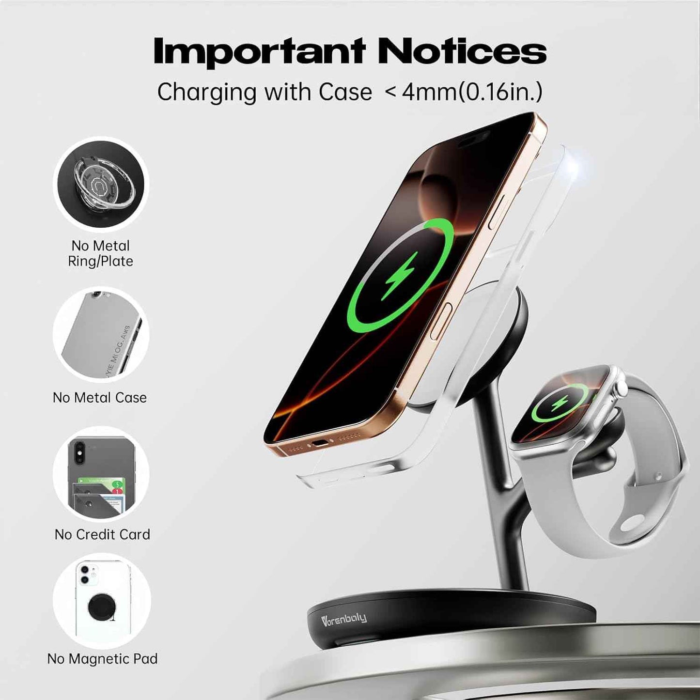 Magnetic Charger for iPhone Charging Station, Mag-Safe Phone Charger for iPhone 17 16 15-12 Series οΌfor Airpods Apple Watch and Phone Charging Stand