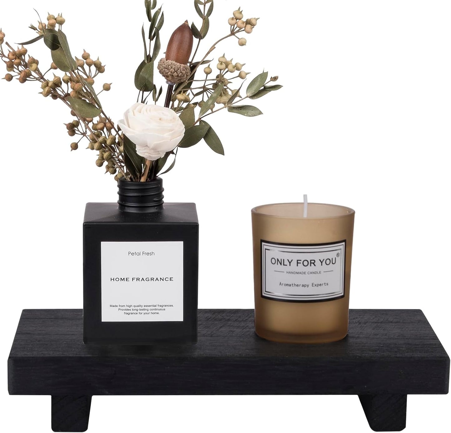 Small Wood Tray Pedestal Stand Farmhouse Bathroom Decor Decorative Wooden Riser Kitchen Soap Dish Holder for Vanity, Counter, Sink, Brown - Rayz Mart