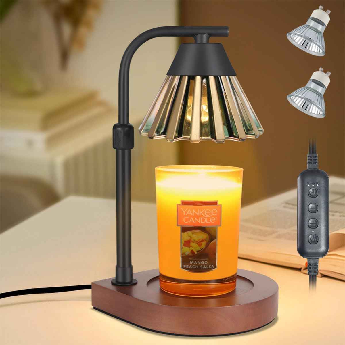 Dimmable Candle Warmer Lamp Adjustable Height Electric Wax Melt Warmer for Jar Scented Candles Suitable for Home Office Decor Birthday Gifts for Women Mom GrandmaοΌwith 2 BulbsοΌ