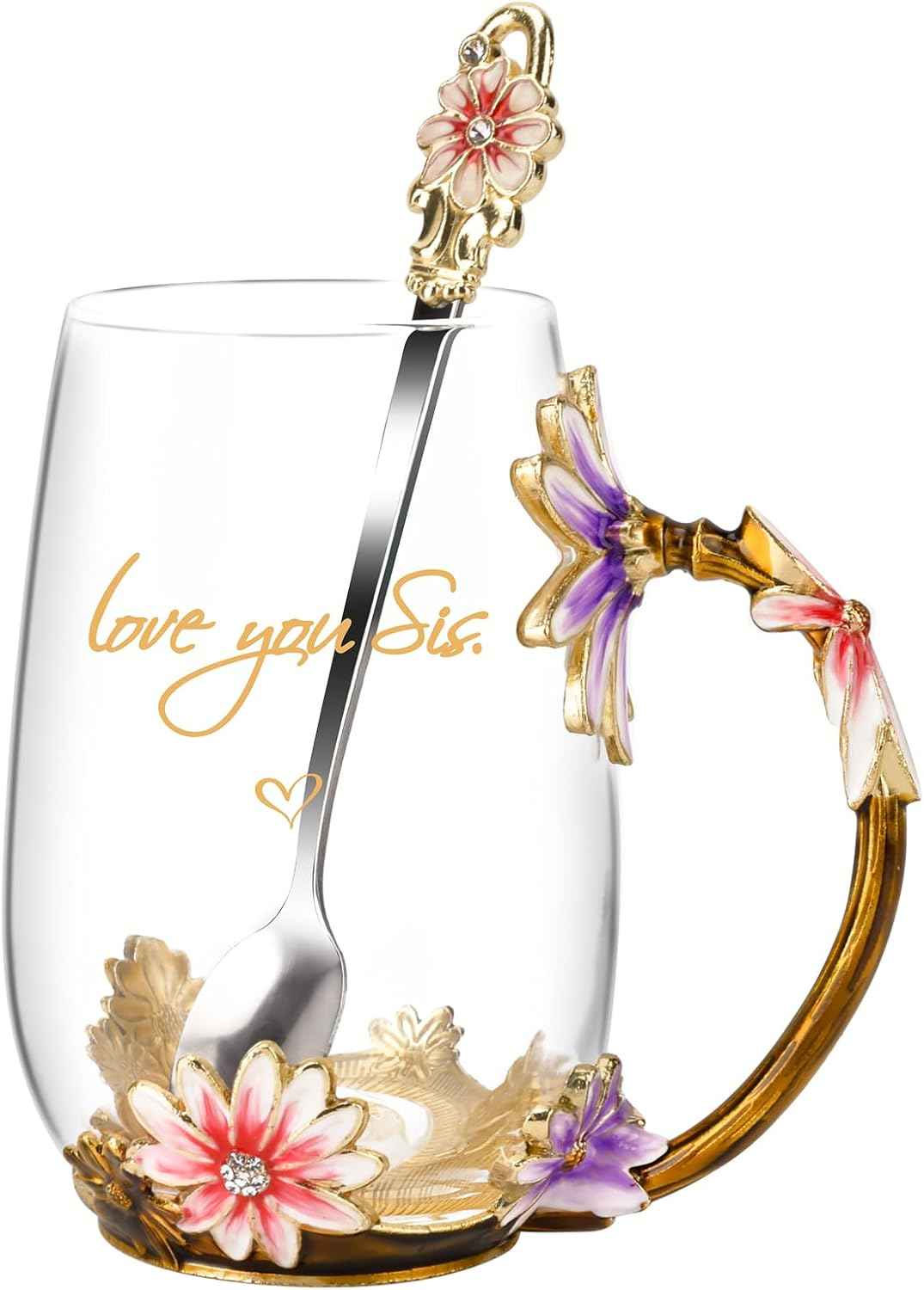 OEAGO Gifts for Mom Women Valentines Day Gifts for Her Glass Coffee Enamels Mug Best Birthday Valentine's for Girlfriend Wife Mothers Day from Daughter Son Tea Cup Stocking Stuffers Christmas