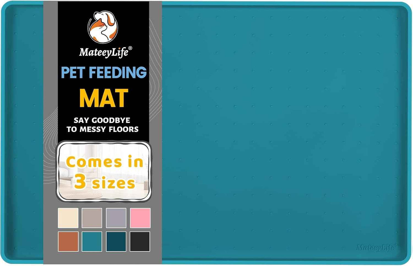 MateeyLife Silicone Cat & Dog Food Mat for Floors Waterproof, Anti-Slip Dog Bowl Mats for Food and Water, Pet Feeding Mats with Lip to Prevent Spills, Pet Placemat for Messy Drinkers to Protect Floors