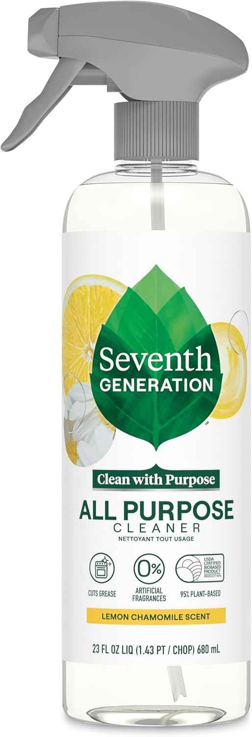 Seventh Generation All Purpose Cleaning Spray Surface Cleaner Lemon Chamomile scent Cuts Grease 23 oz, Pack of 4