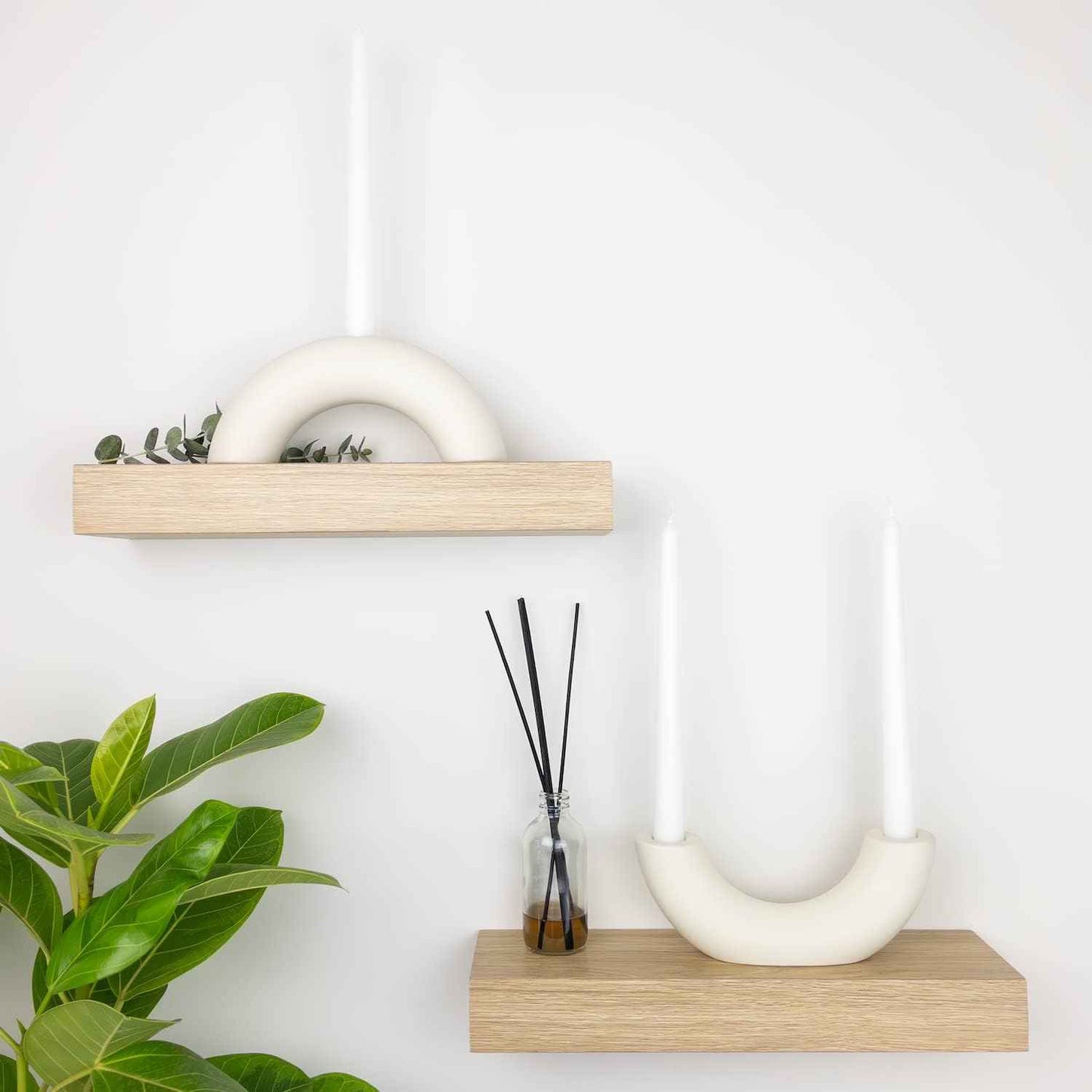 Taper Candle Holder Set - Candle Stick Holders for Dining Room Table, Entryway Table, or Fireplace Mantel - Modern Candelabra Home Decor (White)