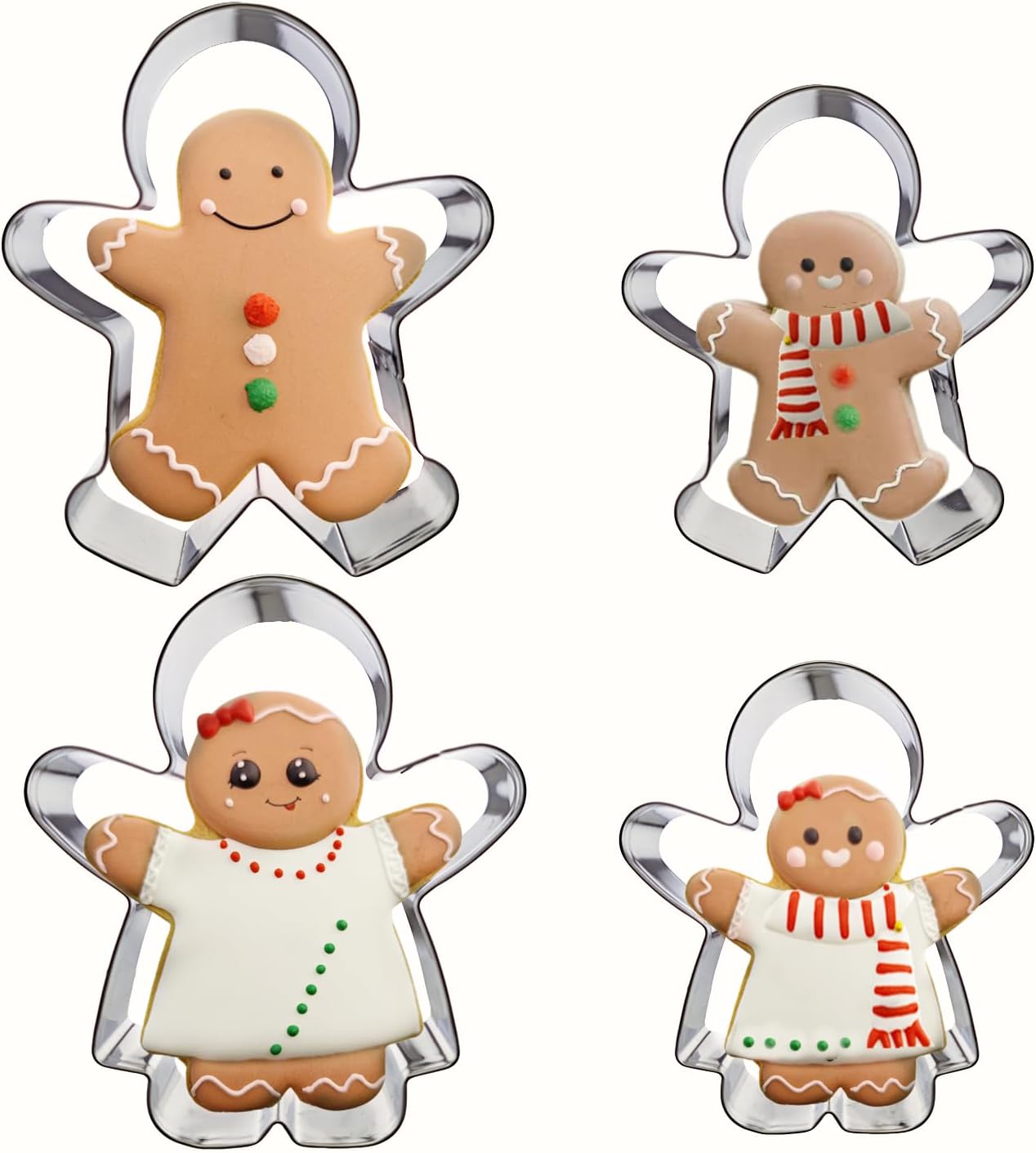 3PCs Gingerbread Man Cookie Cutters, Assorted Size 5.12" 4.13" 3.11" Large Christmas Cookie Cutter Set Molds Holiday Cookies Cutters Shapes,Stainless Steel