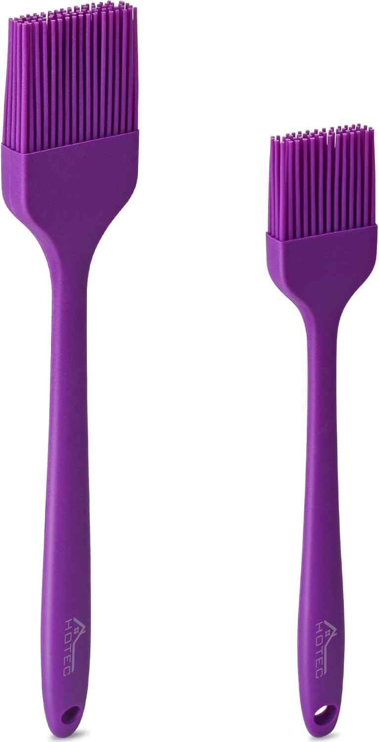 HOTEC 600℉ Heat Resistasnt Basting Brushes, BPA Free Silicone Pastry Brush, Spread Oil Butter Sauce Marinades for BBQ Grill Barbecue Baking Kitchen Cooking Dishwasher Safe (Black 2)