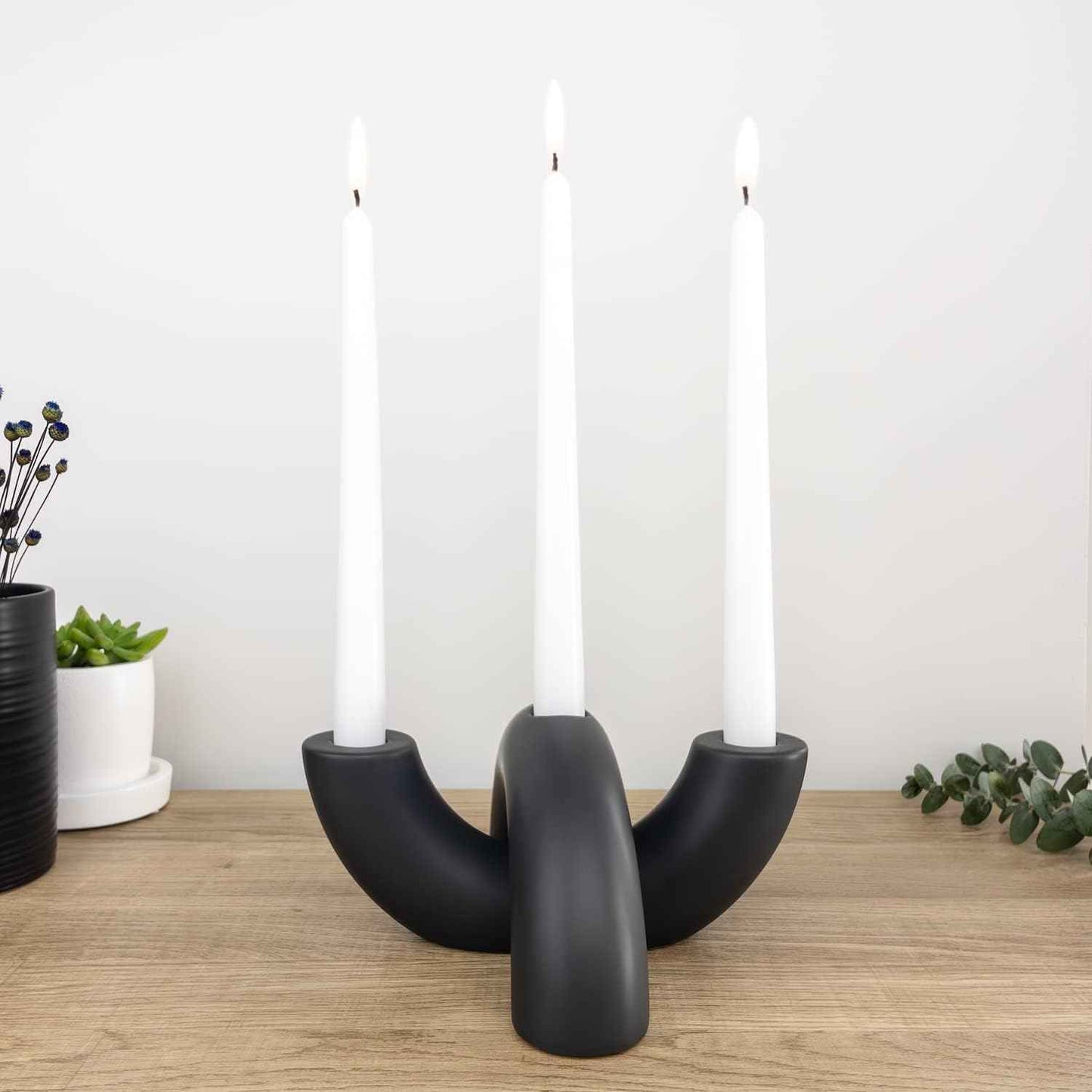 Taper Candle Holder Set - Candle Stick Holders for Dining Room Table, Entryway Table, or Fireplace Mantel - Modern Candelabra Home Decor (Black)