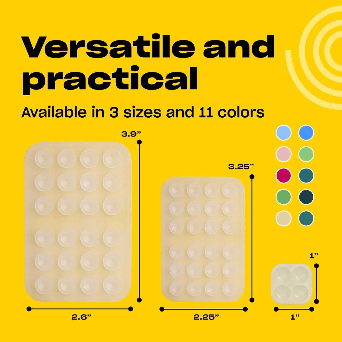 Classic - Silicone Suction Phone Case Adhesive Mount - Hands-Free, Strong Grip Holder for Selfies & Videos - iPhone & Android Compatible - 2.25β³ x 3.25β³, Transparent