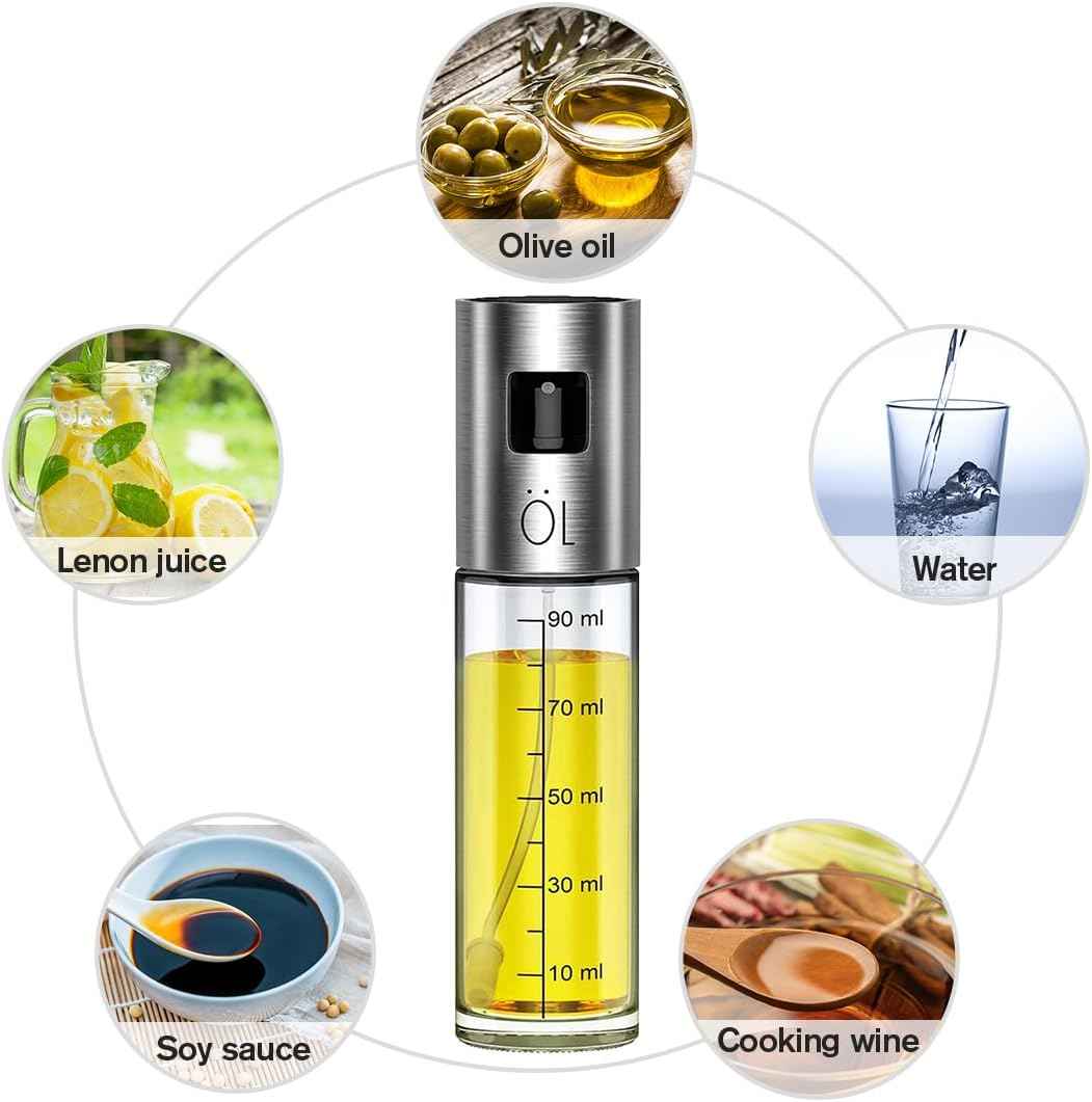 Oil Sprayer for Cooking, 3.38oz/ 100ml Olive Oil Spray Bottle for Kitchen Glass Bottles for Cooking/Salad/Barbecue