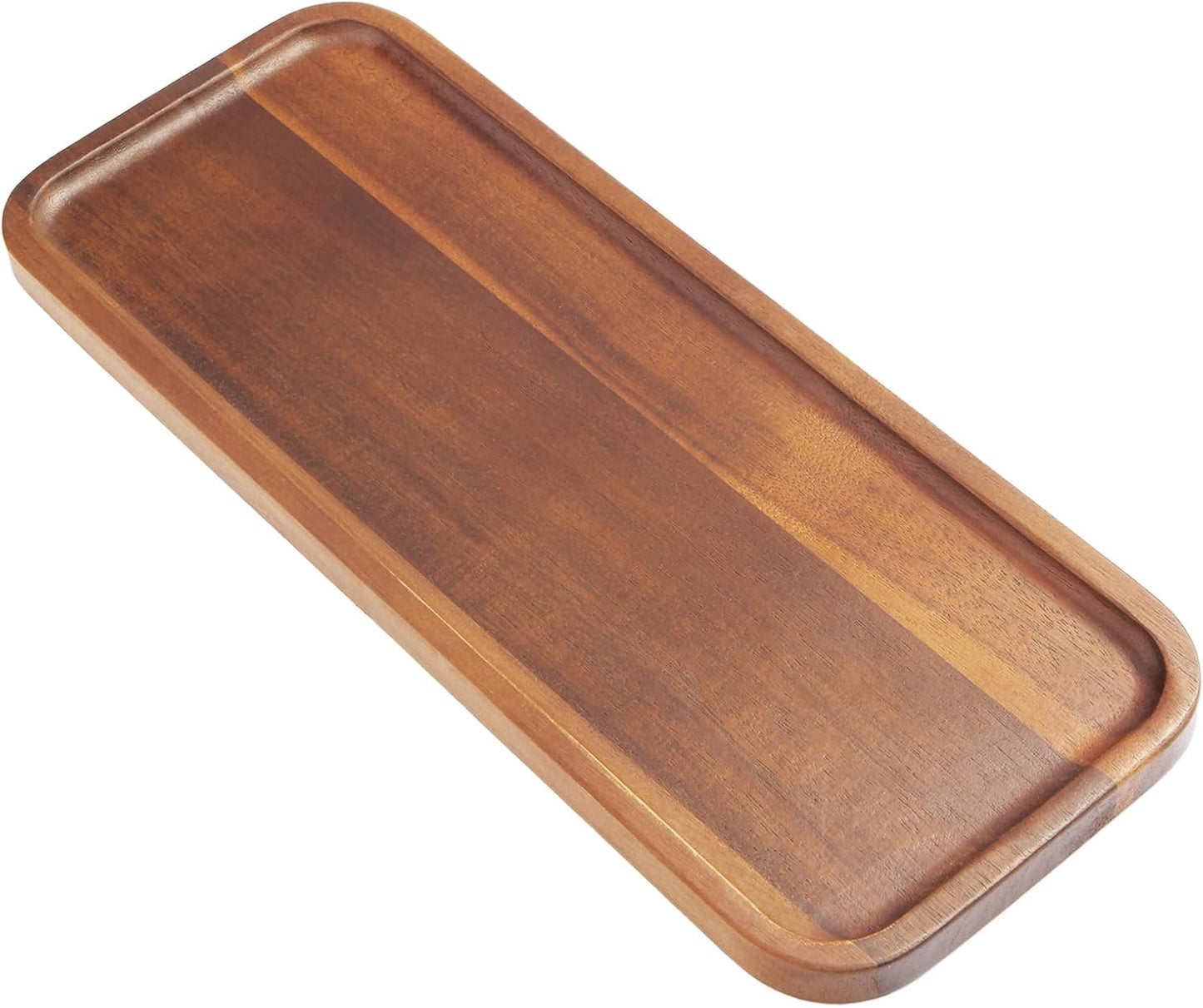 Solid Acacia Wood Serving Trays and Platters - Wooden Mini Charcuterie Boards, Rectangle Small Cheese Board for Food, Bathroom, Home Decor, Kitchen Counter, (14"x5.5", 1 Pack)