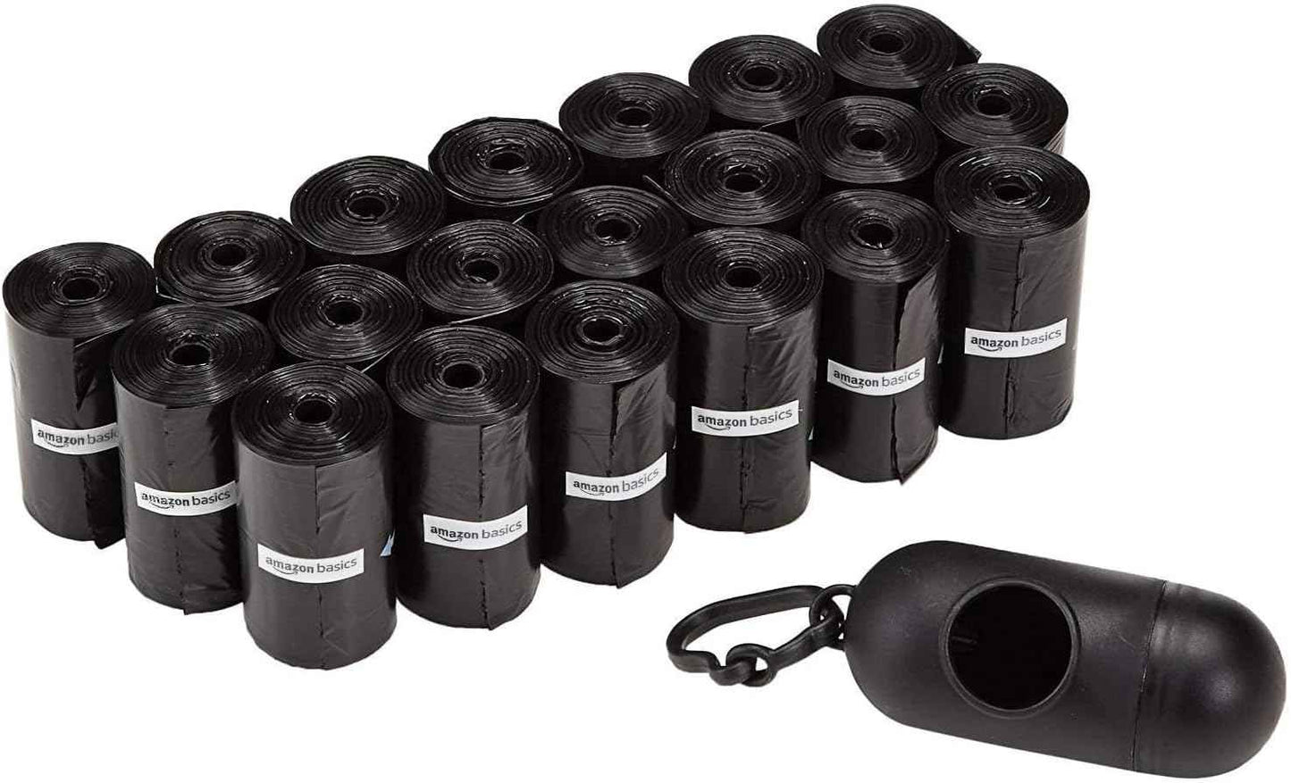 Amazon Basics Dog Poop Bags with Dispenser, 300 Count, Enhanced for Guaranteed Leakproof, Unscented, Includes Leash Clip