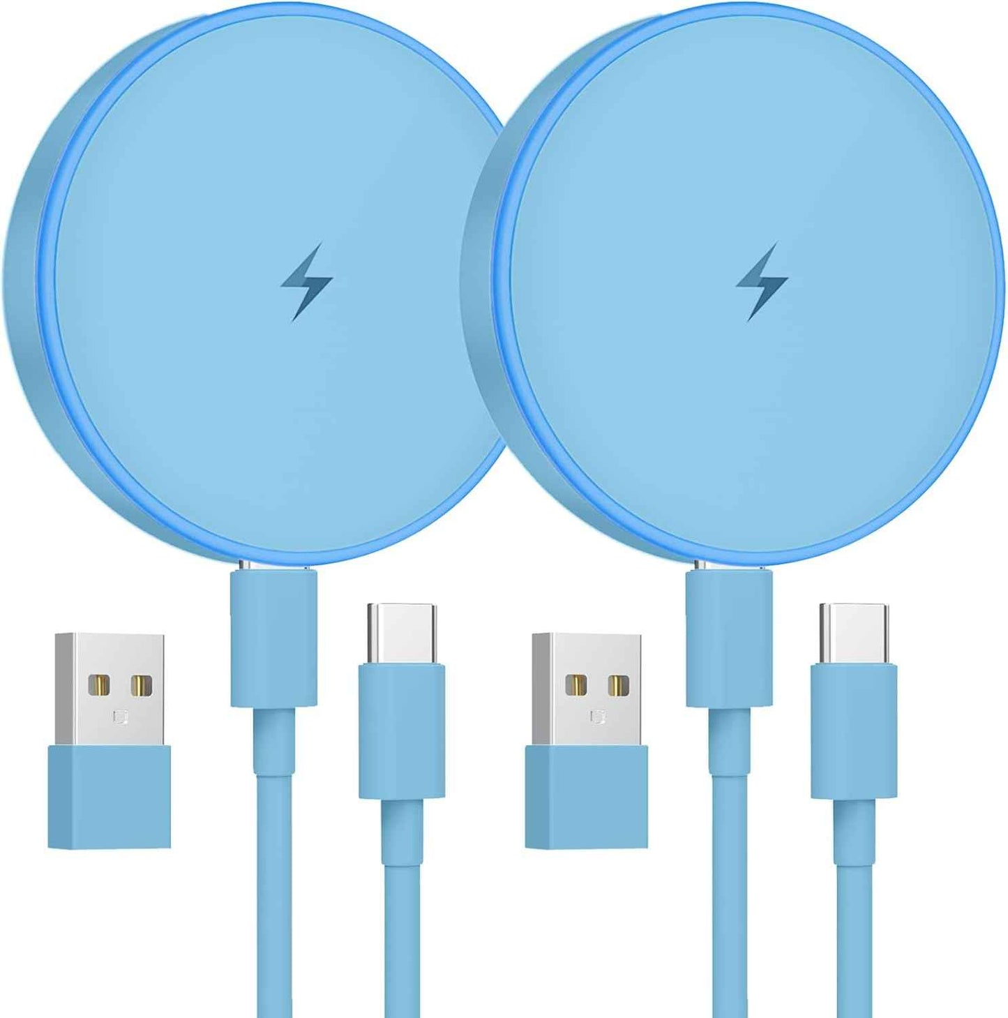 MagSafe Charger 2 Pack 15W Magnetic Wireless Charger Fast Charging Pad Compatible with iPhone 17/16/15/14/13/12 Series & AirPods 4/3/2/Pro Magnetic MagSafe Charging Pad with Dual Ports