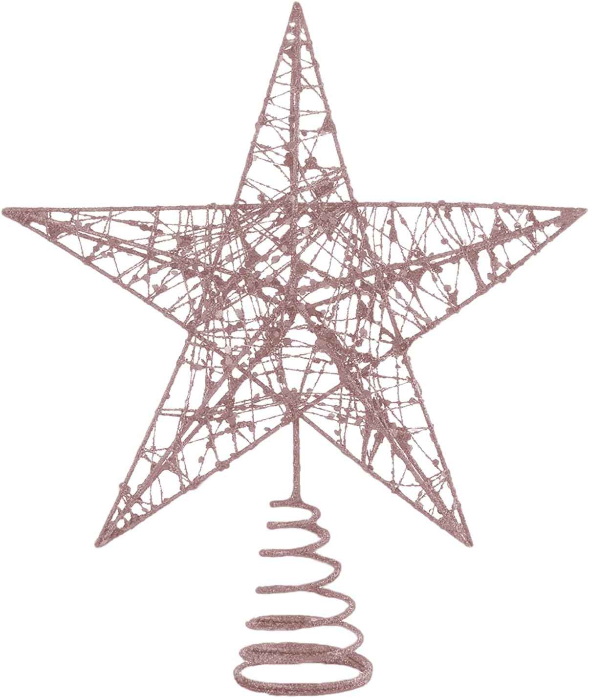 Christmas Tree Topper – Glitter Gold Hollow Star for Xmas Tree Decoration, Sparkling Treetop Ornament for Holiday Decor