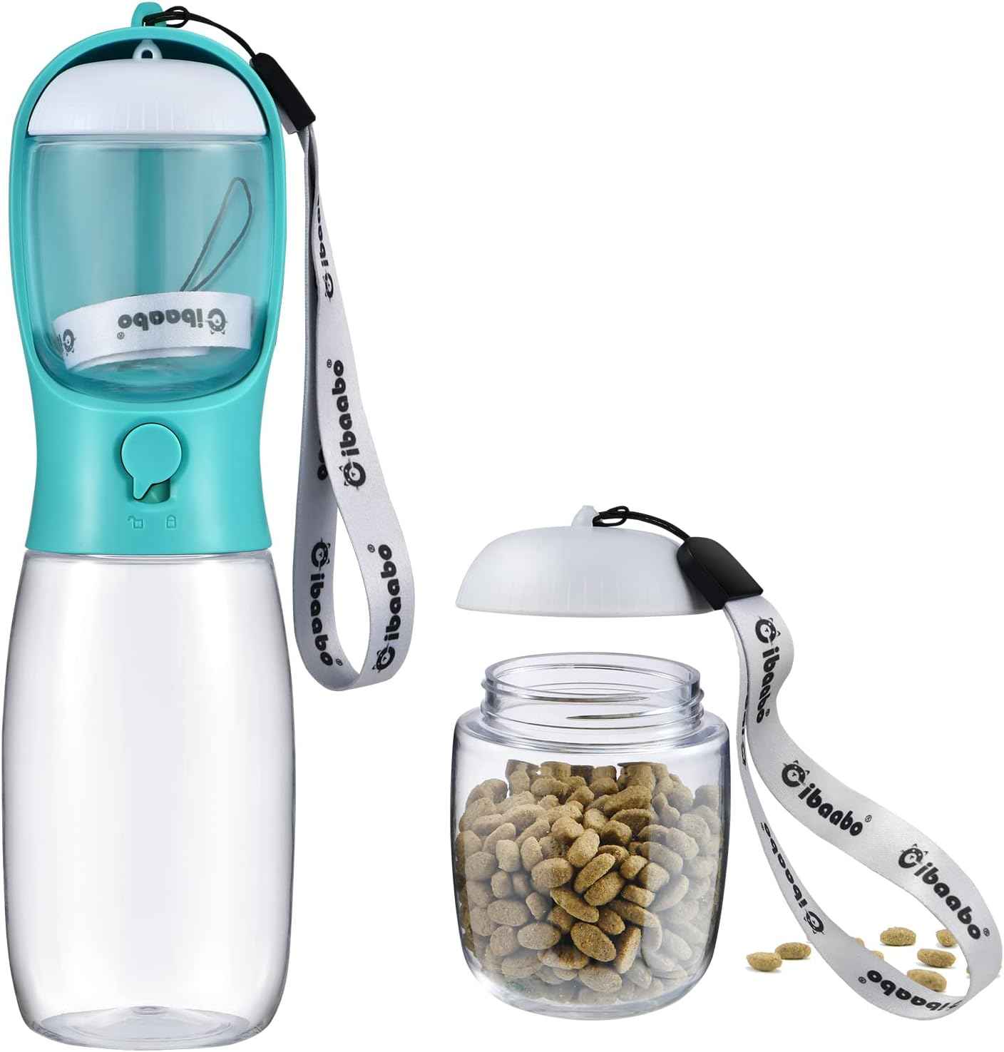 Dog Water Bottle with Food Container, Travel Puppy Water Bowl, Portable Pet Dispenser, Dog Gift Stuff Accessories Items, Puppy Essentials Necessities for Yorkie Cat Walking and Hiking