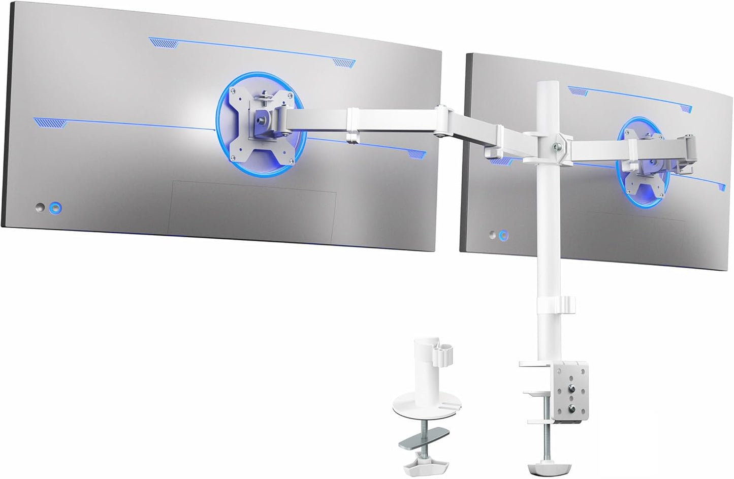 VIVO Dual Monitor Desk Mount, Holds 2 Computer Screens up to 30 inches and 22lbs Each, Heavy Duty Fully Adjustable Steel Stand with C-Clamp and Grommet, Black, STAND-V002
