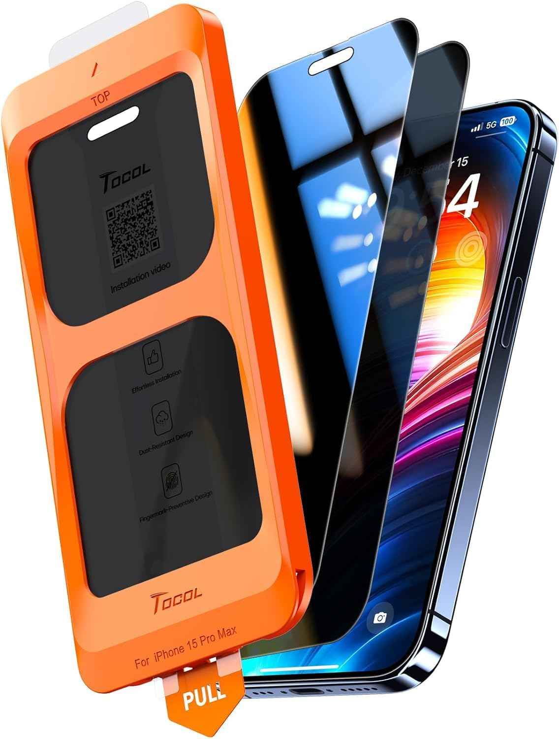 TOCOL for iPhone 17 Screen Protector 6.3 inch 9H Hardness Military Grade Shatterproof HD Tempered Glass for Full Coverage Protection 2 Pack