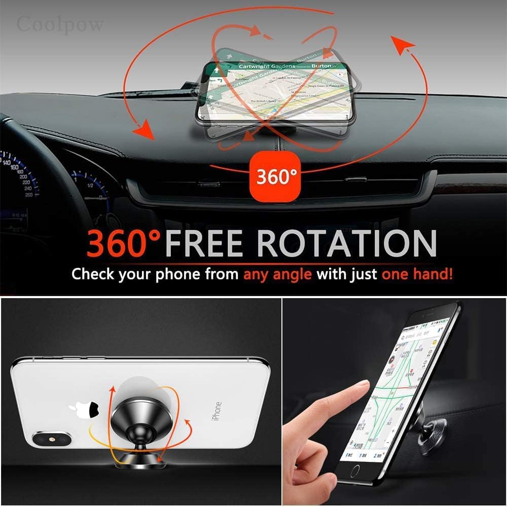Coolpow【2 Packs 】Magnetic Phone Holder for car【Strong Magnet】phone holders for your car phone holder Mount for Car【4 Metal Plate】Universal Dash cell phone car mount for iphone Samsung car accessories