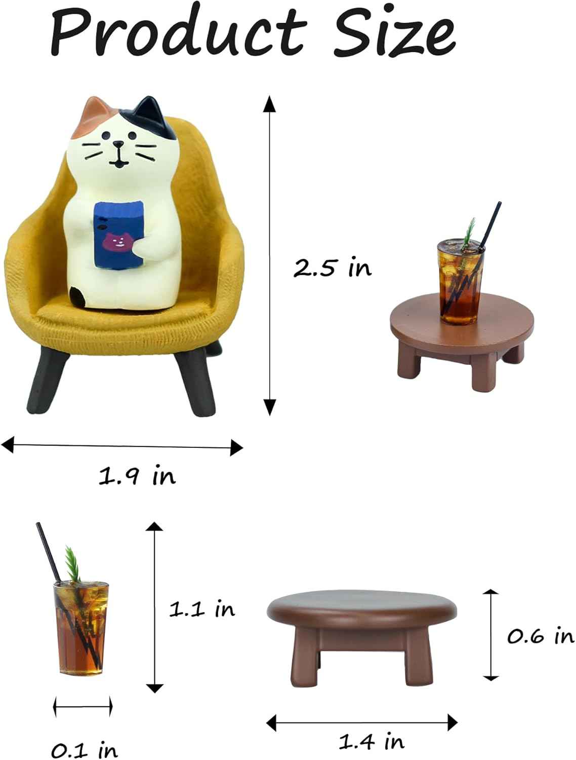 Cute Cat Playing Phone on Sofa and Drinking Coffee Figurine for Office Home Decor - Cute Cat Gift for Cat Lovers