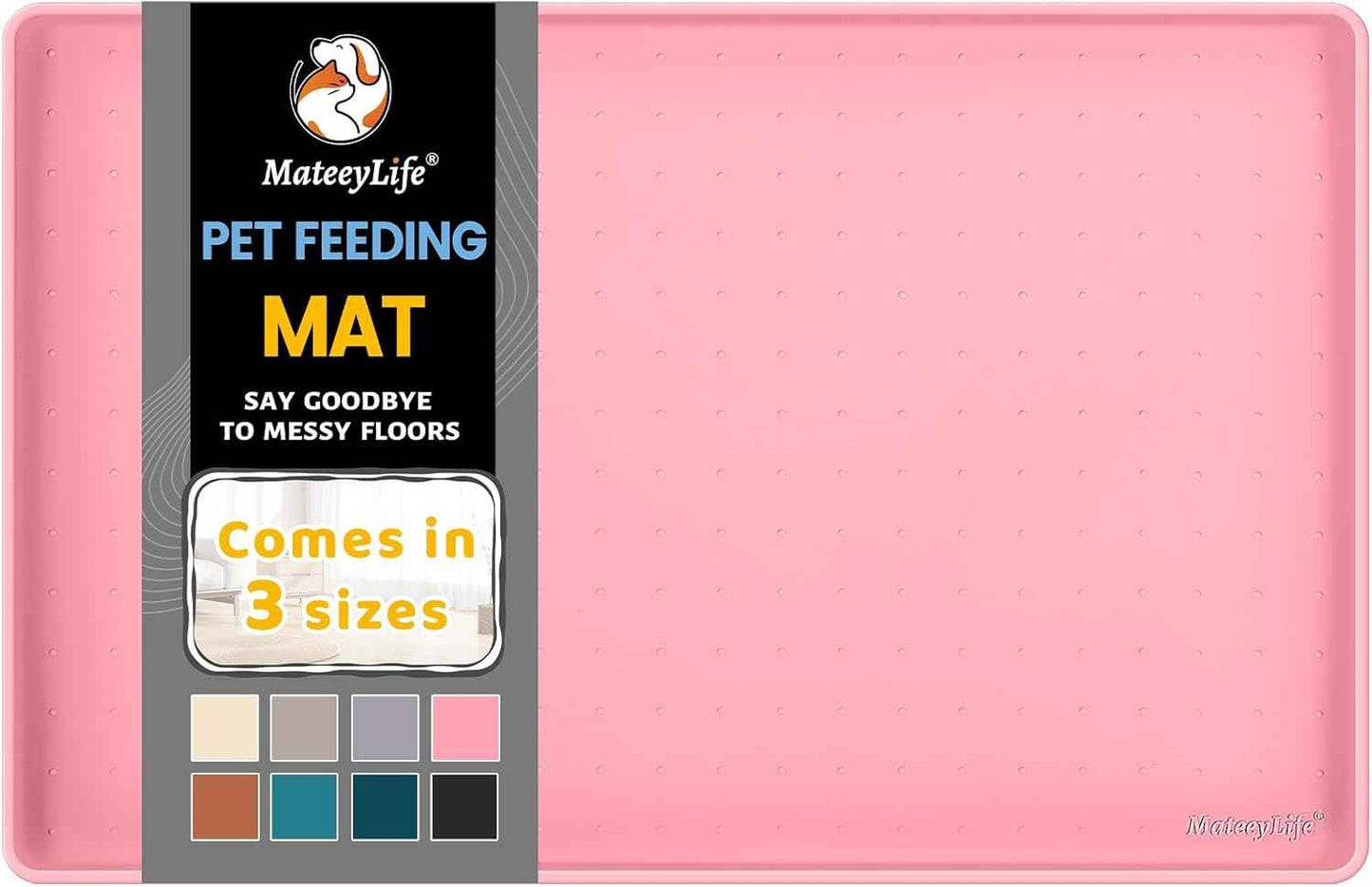MateeyLife Silicone Cat & Dog Food Mat for Floors Waterproof, Anti-Slip Dog Bowl Mats for Food and Water, Pet Feeding Mats with Lip to Prevent Spills, Pet Placemat for Messy Drinkers to Protect Floors