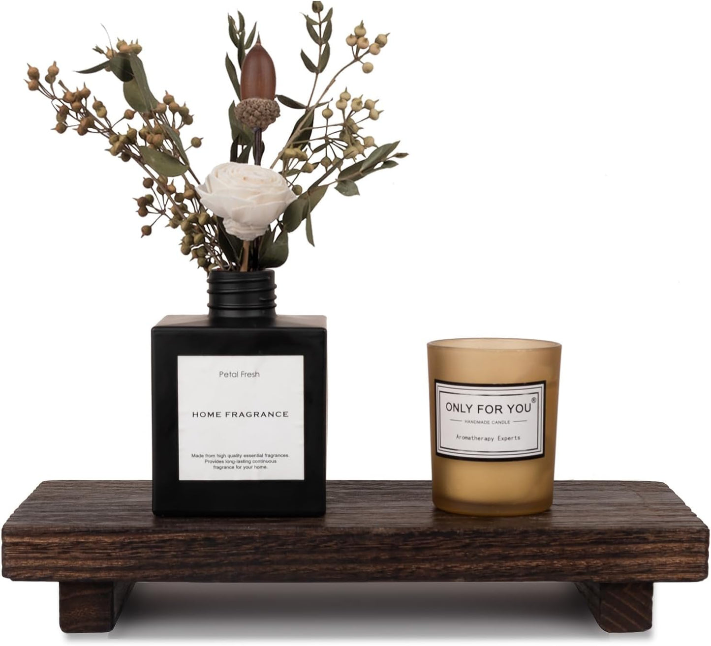 Small Wood Tray Pedestal Stand Farmhouse Bathroom Decor Decorative Wooden Riser Kitchen Soap Dish Holder for Vanity, Counter, Sink, Brown - Rayz Mart