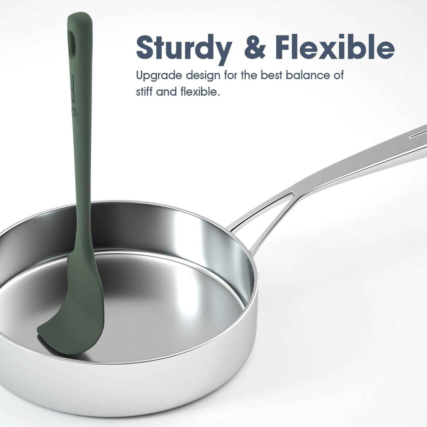 5 Pieces Silicone Spatula Set, Food Grade Rubber Spatula, Upgrade Strong Handle with Ergonomic Grip, Heat Resistant Up to 600°F for Nonstick Cookware, Cooking