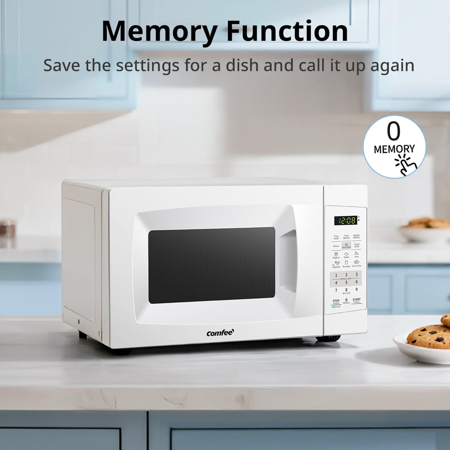 COMFEE' EM720CPL-PM Countertop Microwave Oven with Sound On/Off, ECO Mode and Easy One-Touch Buttons, 0.7 Cu Ft/700W, Pearl White