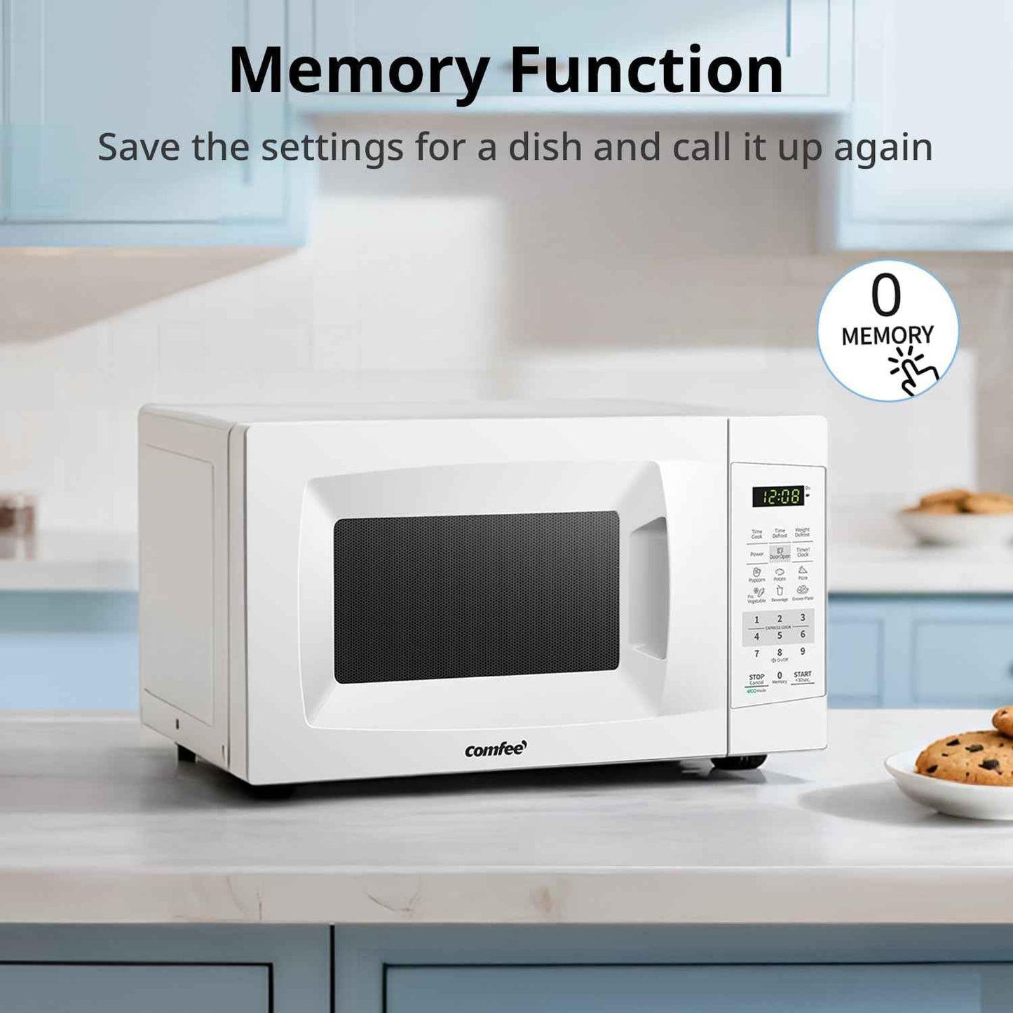 COMFEE' EM720CPL-PM Countertop Microwave Oven with Sound On/Off, ECO Mode and Easy One-Touch Buttons, 0.7 Cu Ft/700W, Pearl White