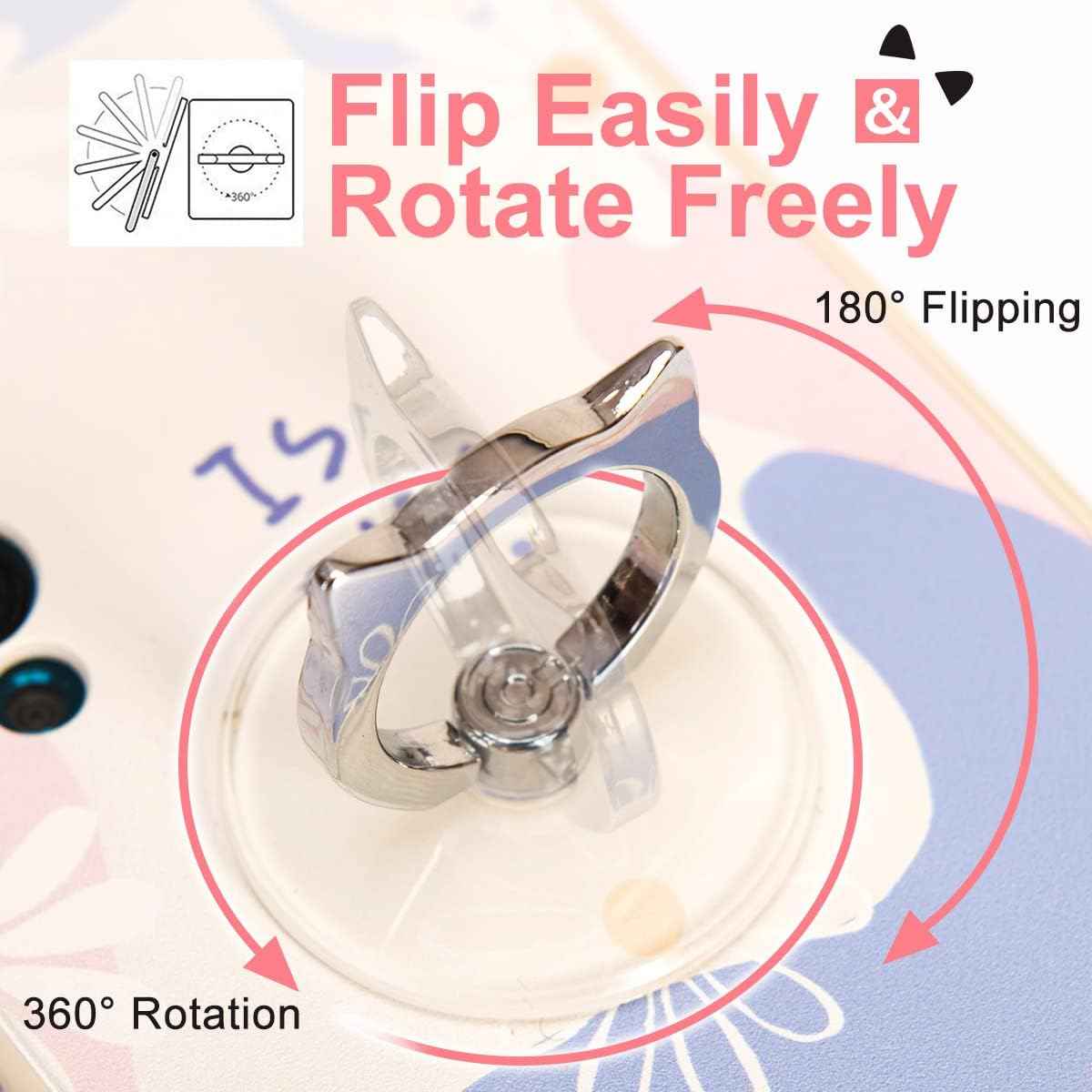 Cat Phone Ring Holder - EI Sonador Clear Cell Phone Ring Holder Transparent Stand Finger Grip (1 Silver + 1 Rose Gold Cat)