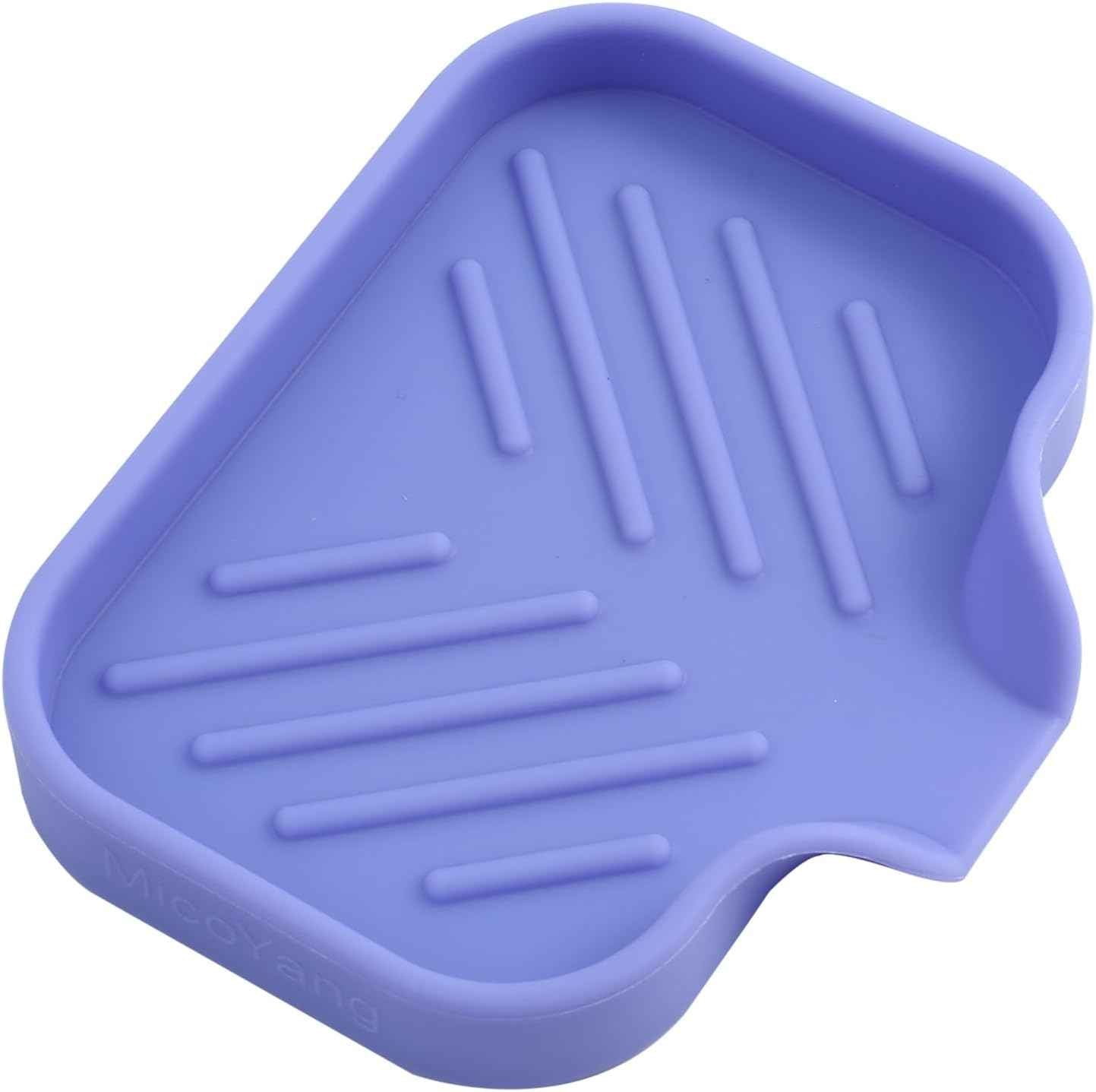 Silicone Bathroom Soap Dishes with Drain Spout-Bathroom and Kitchen Sink Organizer,Sponge Holder,Dish Soap Tray,Perfect for Dispenser,Scrubber,Bottle,Cup on Sink or Counter-Black 4.9"Γ3.2"