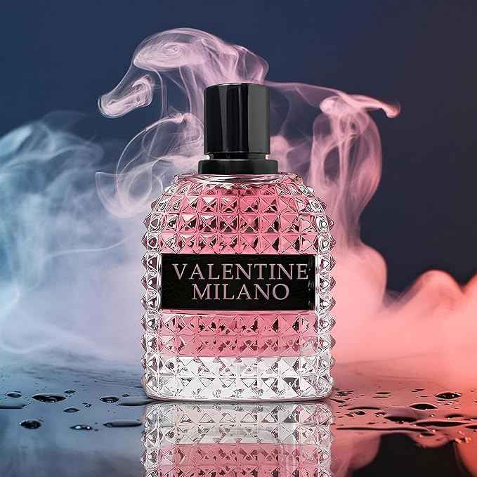 Valentine Milano Couple Set Perfume Gift Set for Women/Men EDP – (100ml x2) Amber Floral & Oriental Scents, Cologne with a Modern Twist Elegant, Plus 2 Refillable 5ml Travel Spray Bottles.