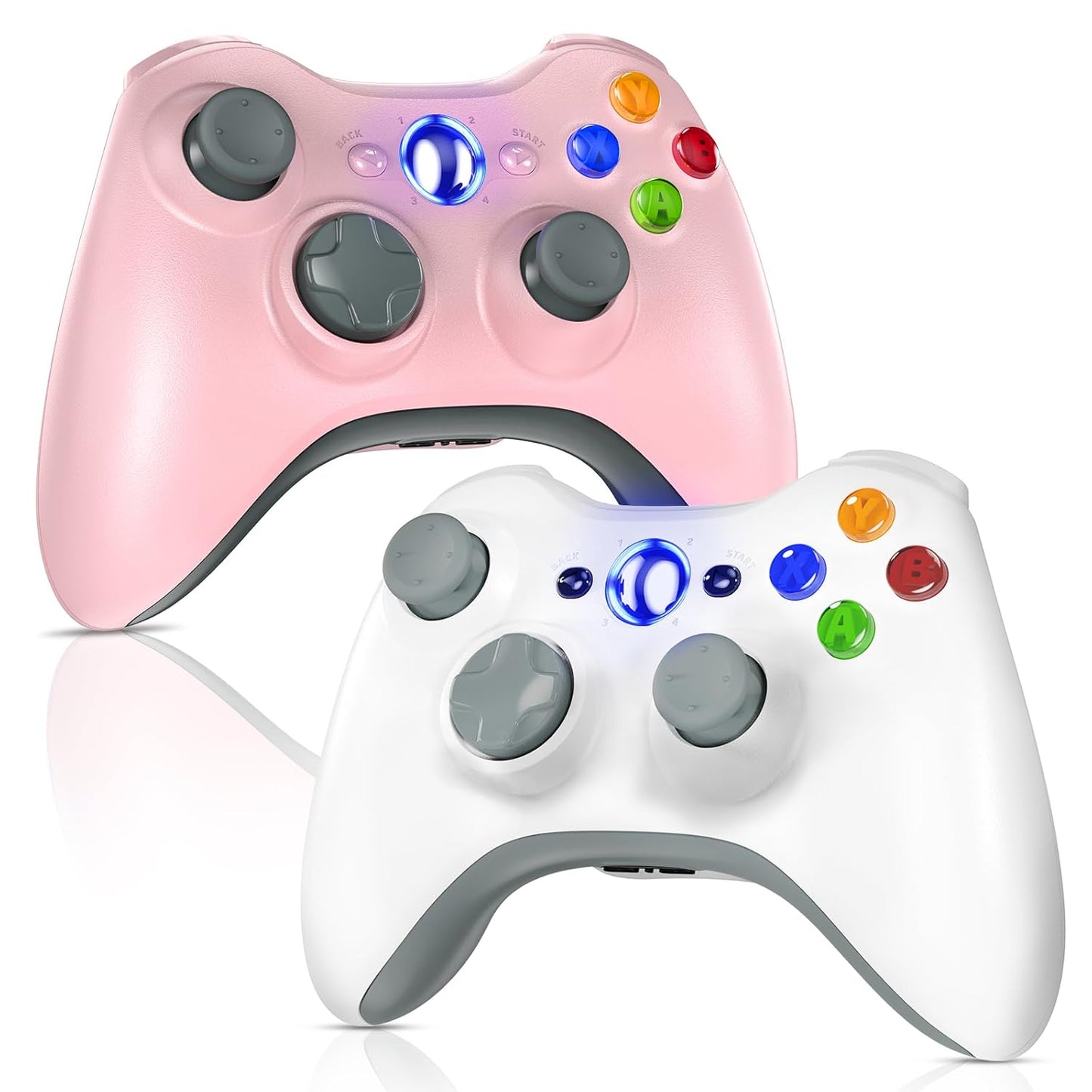 Gamrombo 2 Pack Replacement for Xbox 360 Controller, Wireless Controllers Gamepad Upgraded Joystick Compatible with 360 & Slim, Windows 11/10/8/7 PC Controller