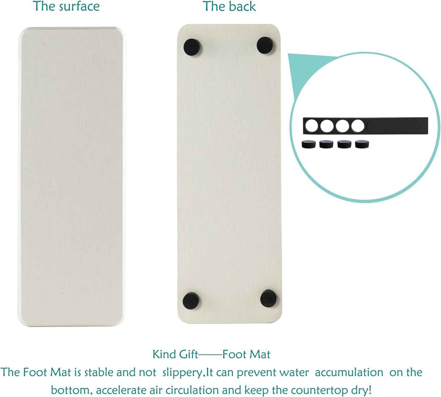 2 Pcs Water Absorbing Stone Trays, Kitchen/Bathroom Sink Soap Dish, Diatomite Tray Used for Hand Soap & Cosmetic Bottles in The Modern Home, 3.15" W x 8.7" L, White