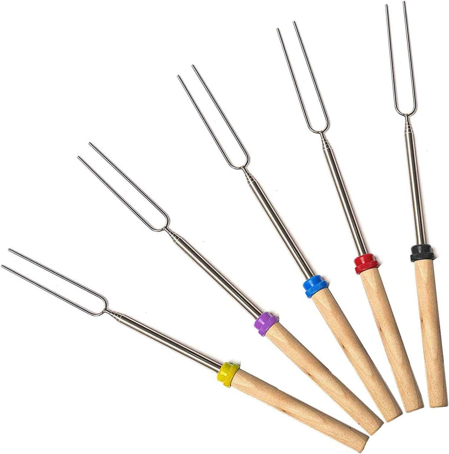 MalloMe Smores Sticks for Fire Pit Long - Marshmallow Roasting Sticks Smores Kit - Smore Skewers Hot Dog Fork Campfire Cooking Equipment, Camping Essentials S'mores Gear Outdoor Accessories 32" 5 Pack