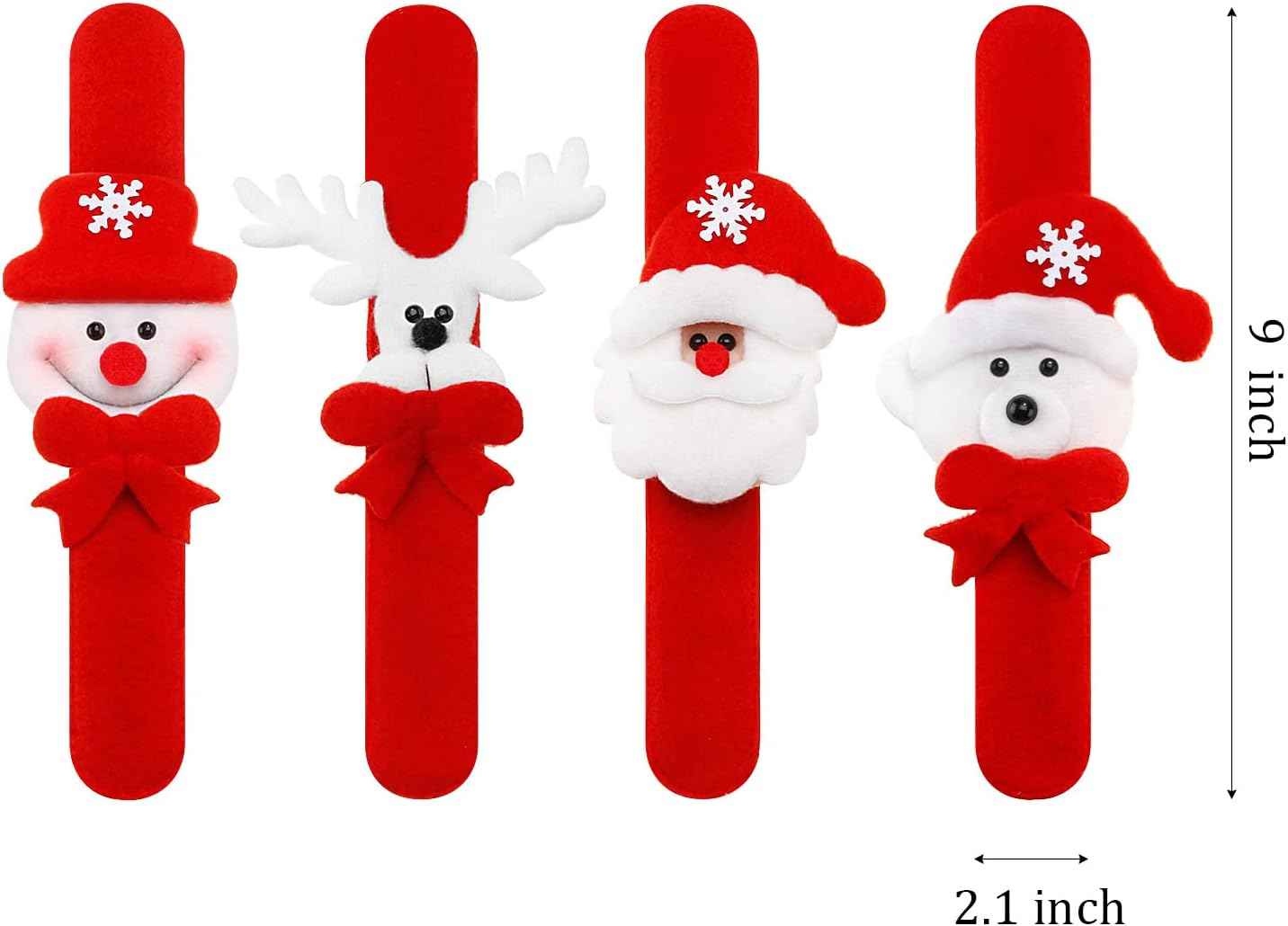 Blulu 20 Pieces Christmas Slap Bracelets Christmas Snap Bracelet Party Favors Xmas Slap Bands Include Santa Claus Snowman Reindeer Bear Xmas Decorations for Girls and Boys