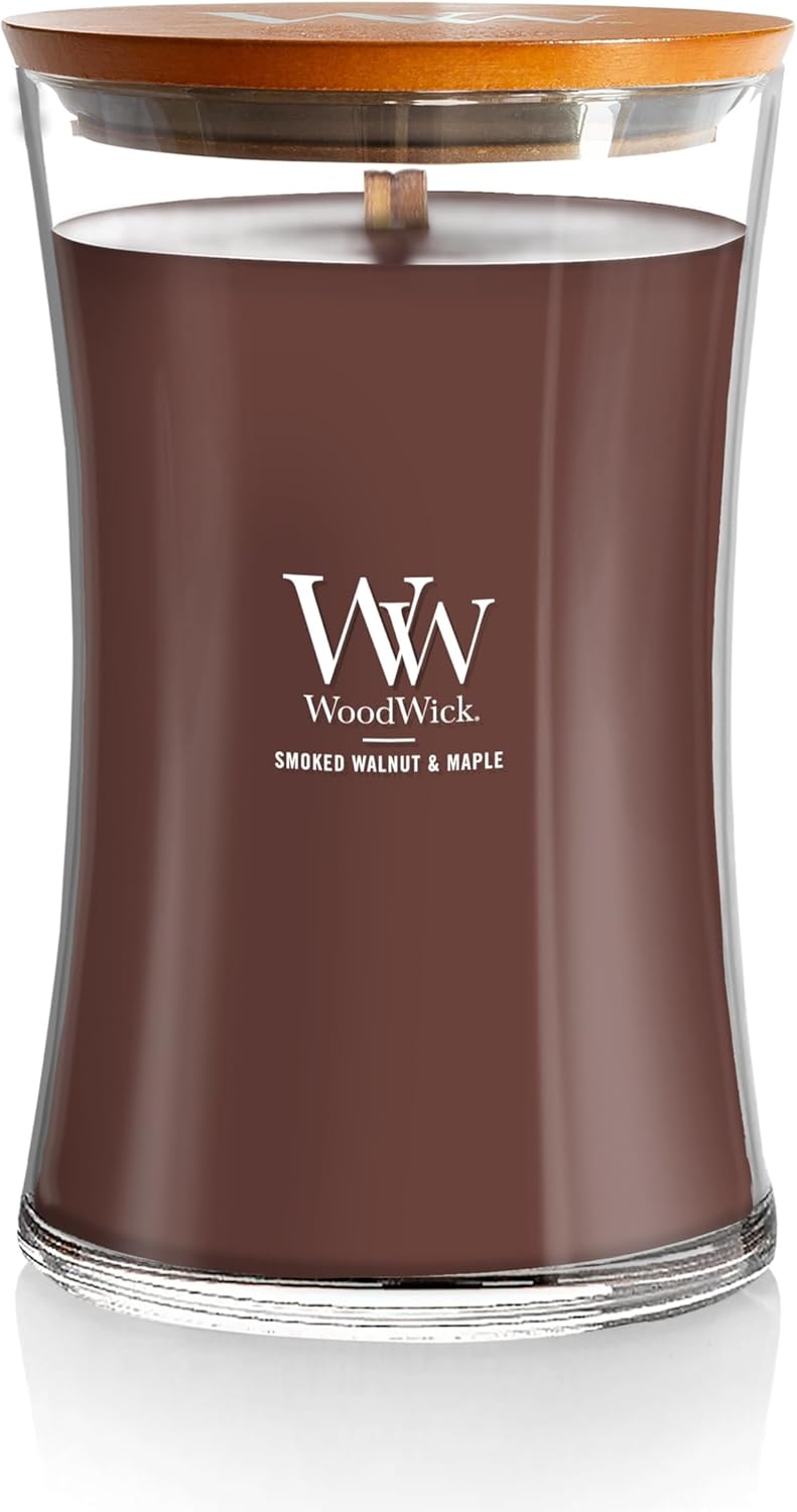 WoodWick Cinnamon Chai Holiday Candle Gifts for Women and Men, 9.7 oz Medium Hourglass Candle with Crackling Wick