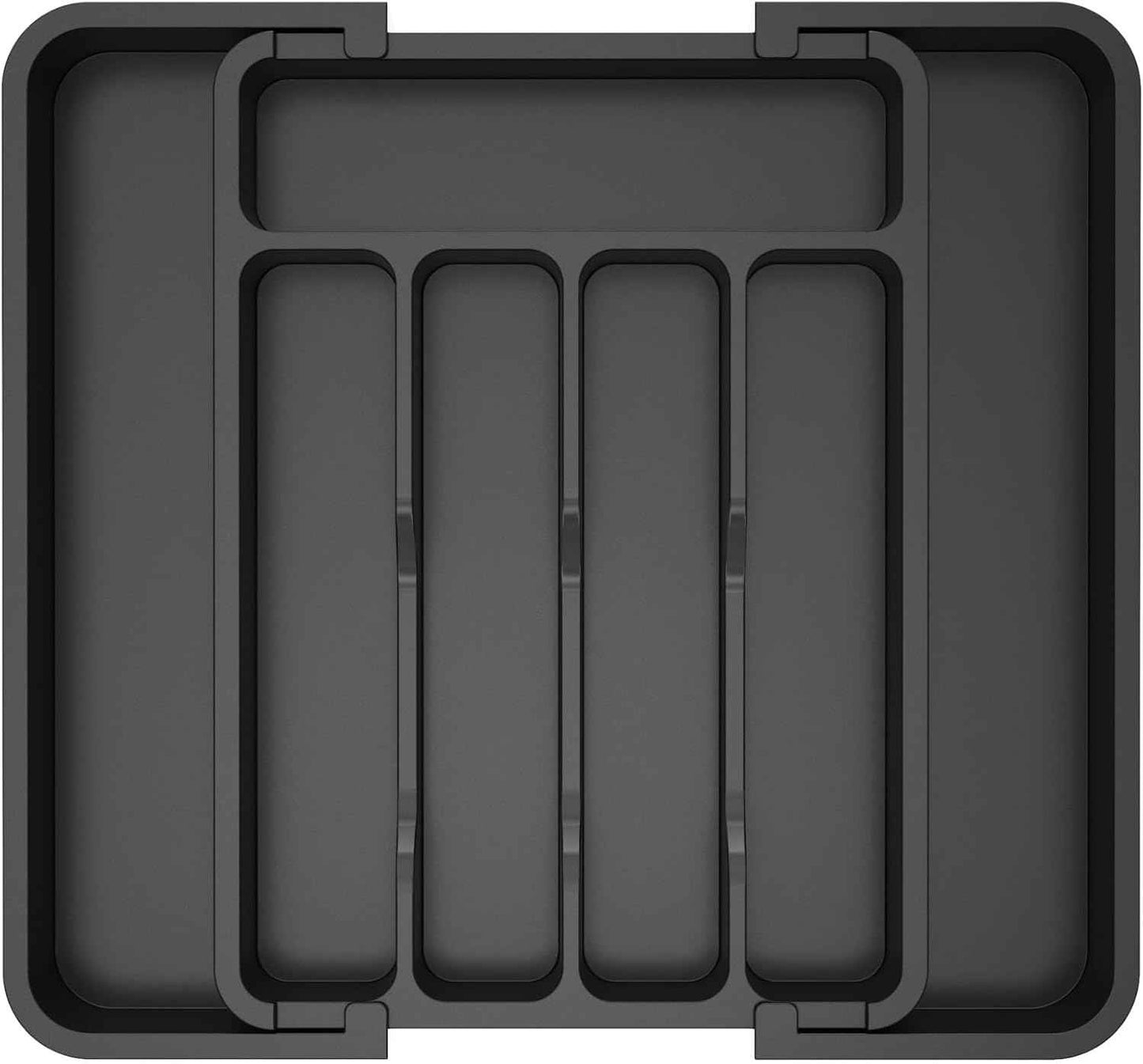 Lifewit Large Silverware Drawer Organizer, Expandable Utensil Tray for Kitchen, BPA Free Flatware and Cutlery Holder, Adjustable Plastic Storage for Spoons Forks Knives, Large, Black