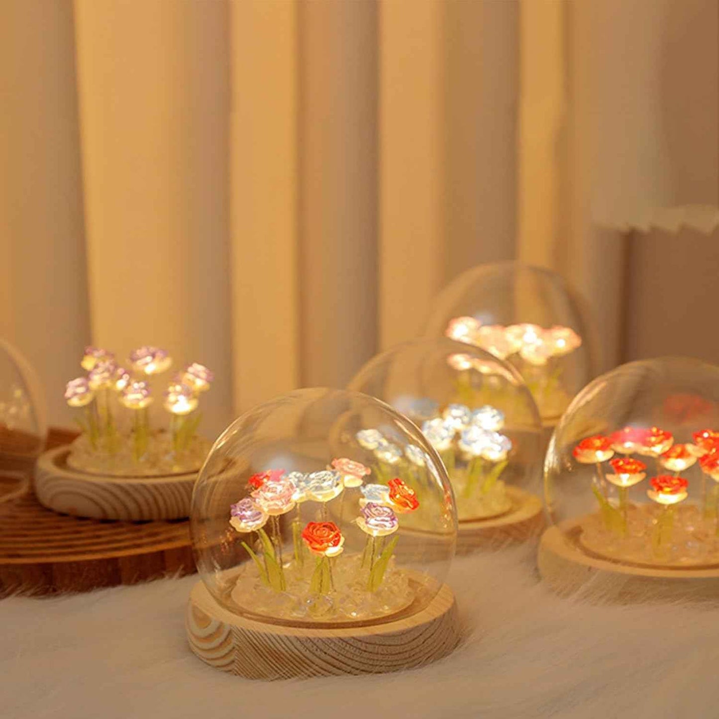 Pretty Rose Lamps Flower Night Light Cute Bedroom Decor Gifts for Women - Battery Powered (not Included)