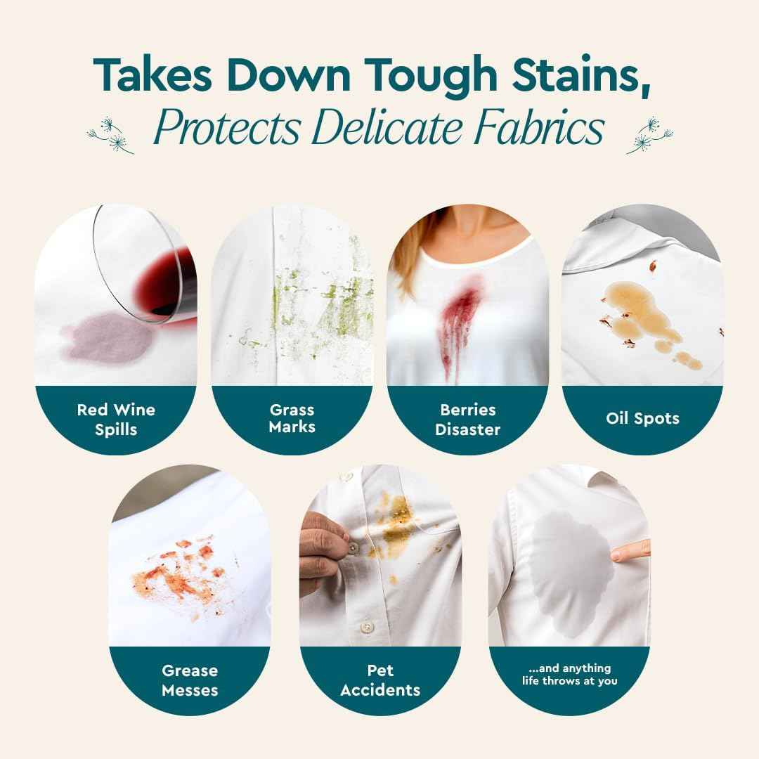 Puracy Laundry Stain Remover Brush for Tough, Deep, and Aged Clothing Stains, with Vegan Bristles for Safe and Effective Stain and Odor Elimination