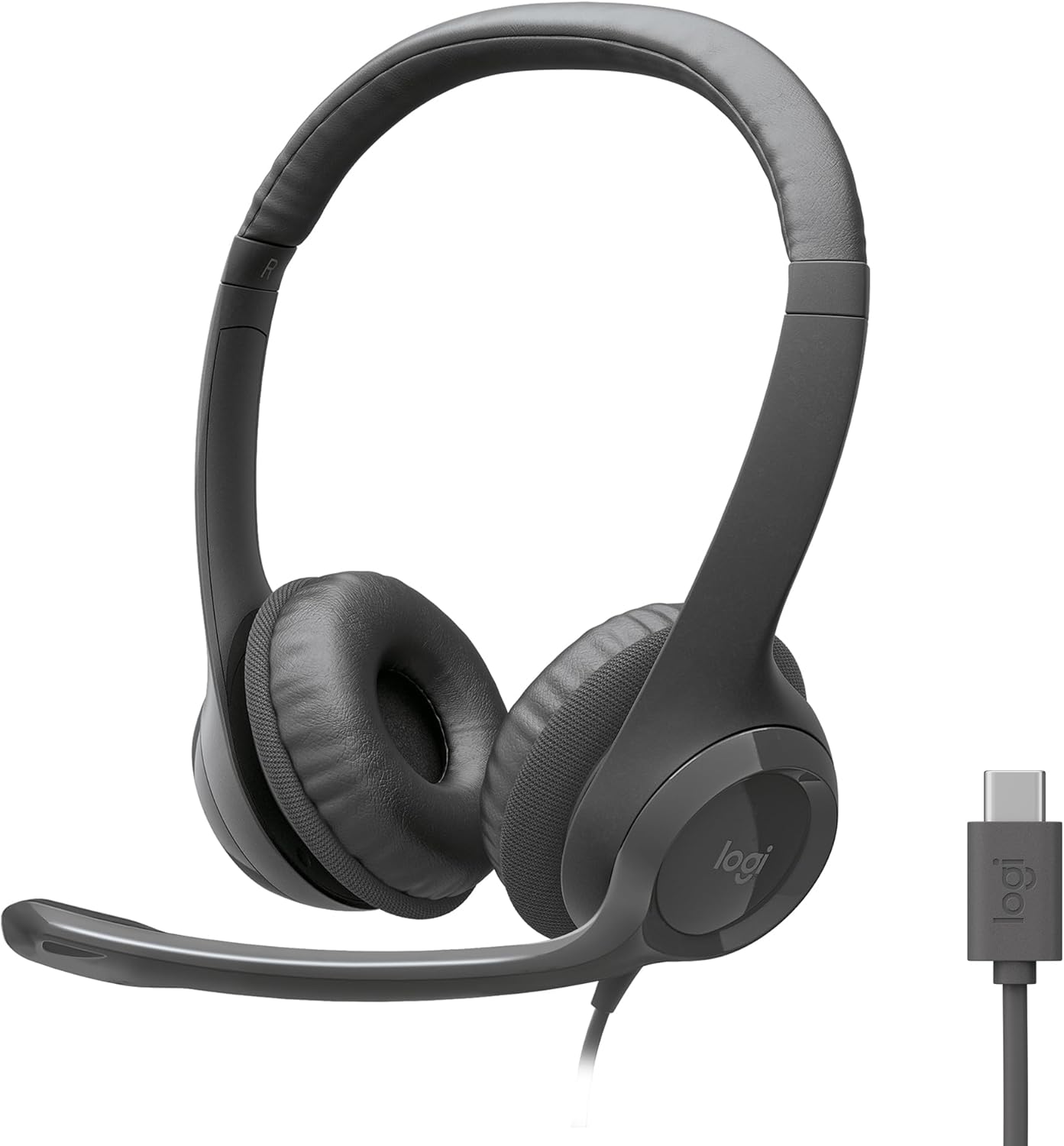 Logitech H390 Wired Headset for PC/Laptop, Stereo Headphones with Noise Cancelling Microphone, USB-A, in-Line Controls, Works with Chromebook - Black