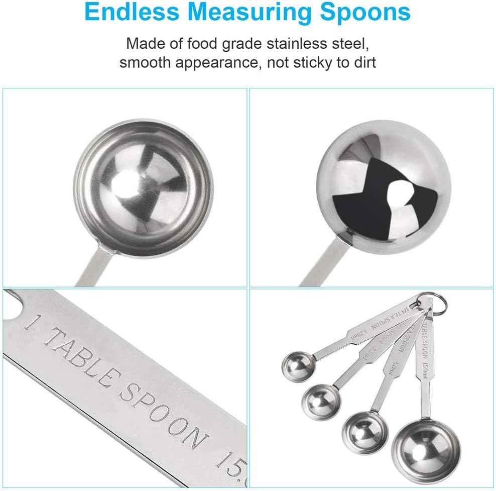 5PCS OstWony Measuring Spoons Set, Includes 1/8 tsp, 1/4 tsp, 1/2 tsp, 1 tsp, 1 tbsp, Food Grade Stainless Steel measuring cups, Tablespoon and Teaspoon for Measure