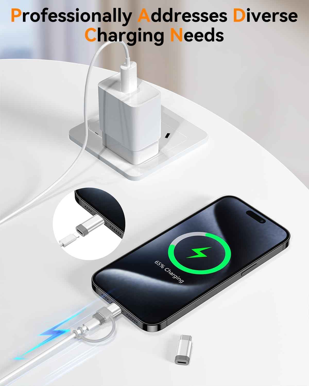 Temdan 4 Pack Lightning to USB C Adapter for iPhone 15/16/17 Pro/17 Pro Max,for iPhone 17/16 Charger,17/16 Accessories,Fast Charging & Data Transfer,USB C Charger Connector Cable,Not for Audio/OTG
