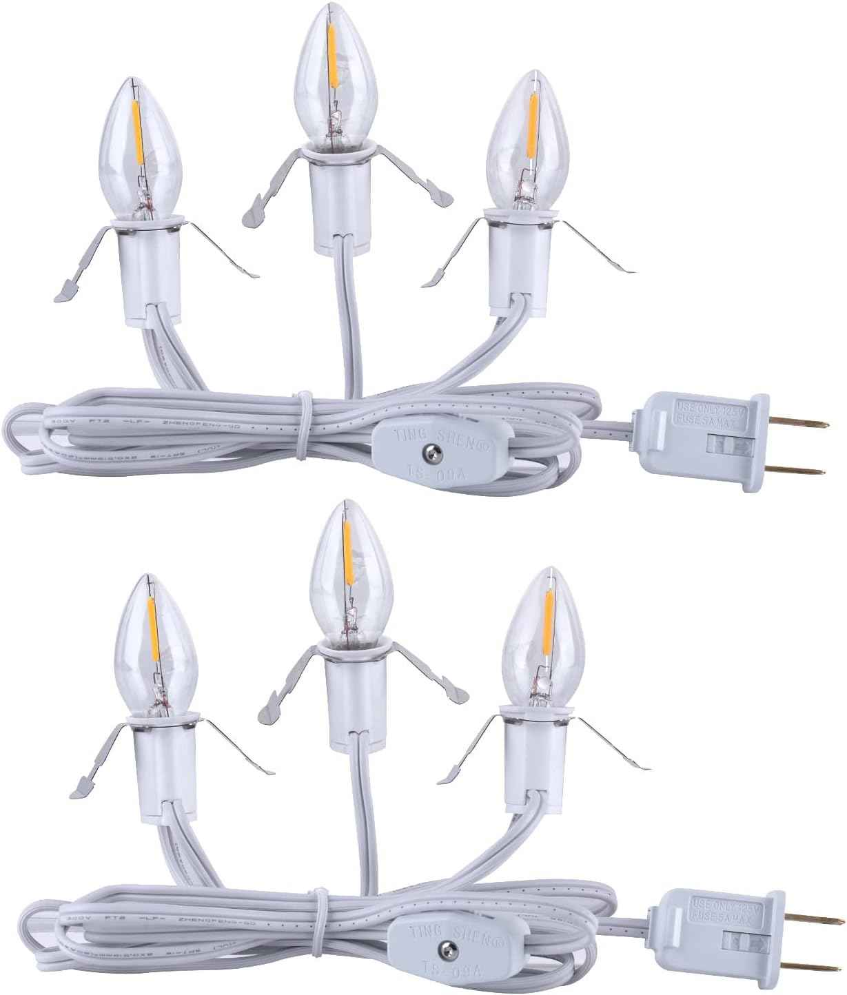 Brightown Accessory Cord with LED Bulb - 6ft Cord with On/Off Switch for Night Lights, Halloween Pumpkin, Blow Mold, Christmas Village House, Holiday Ceramic Trees, Craft Projects, 2 Pack