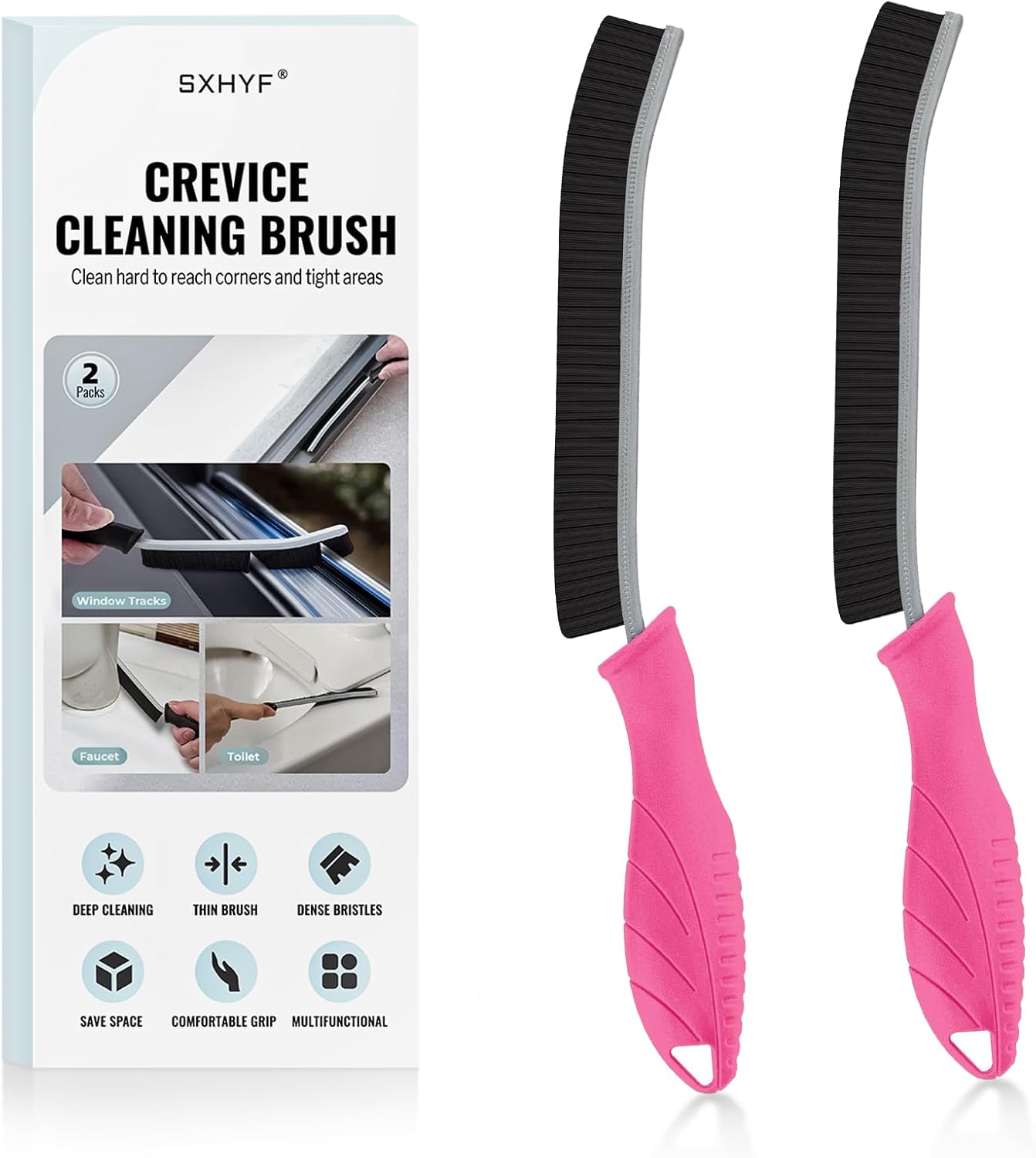 SXhyf Crevice Cleaning Brush – Hard Bristle Grout Scrub Brush for Bathroom, Kitchen & Household Cleaning