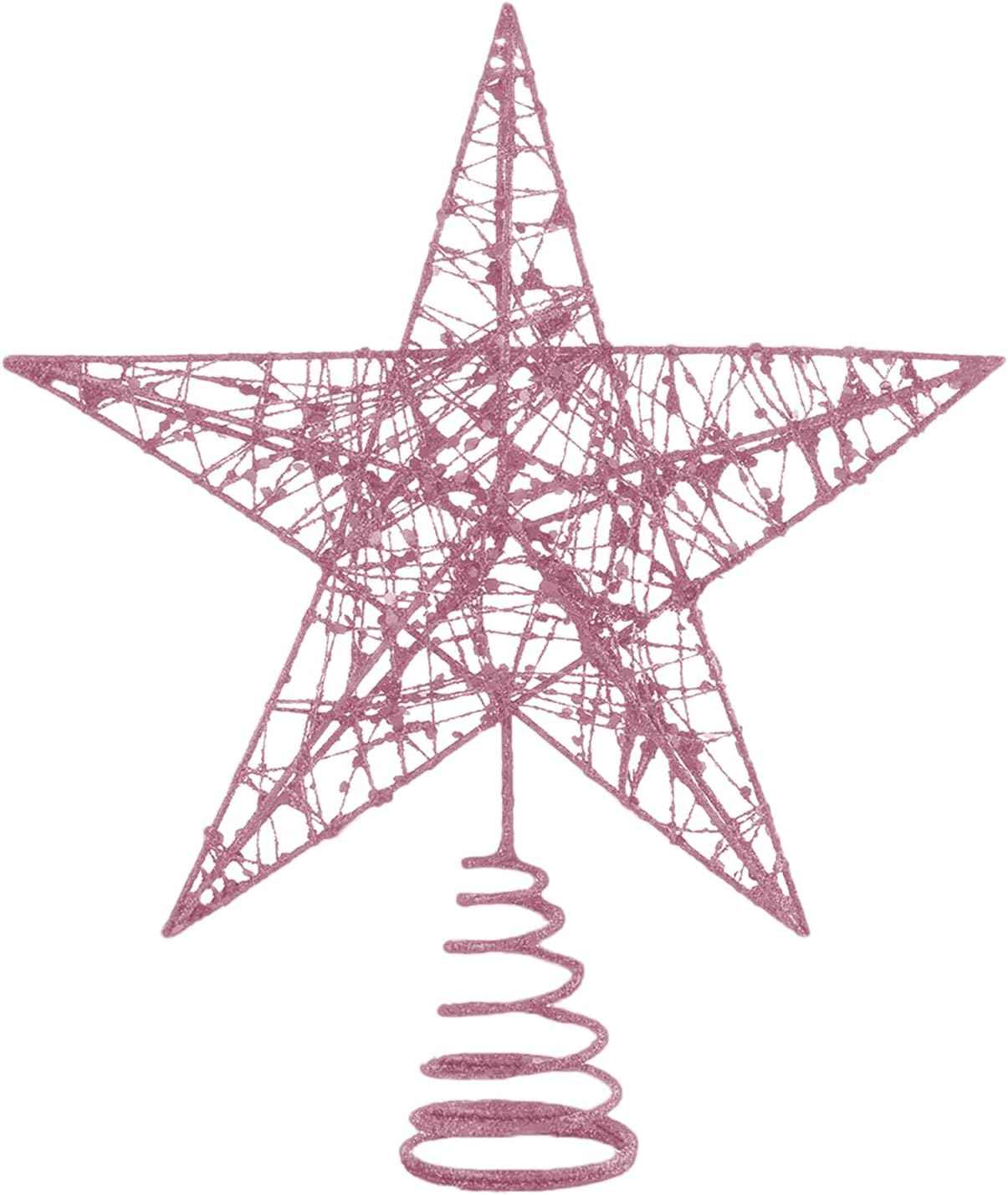 Christmas Tree Topper – Glitter Gold Hollow Star for Xmas Tree Decoration, Sparkling Treetop Ornament for Holiday Decor