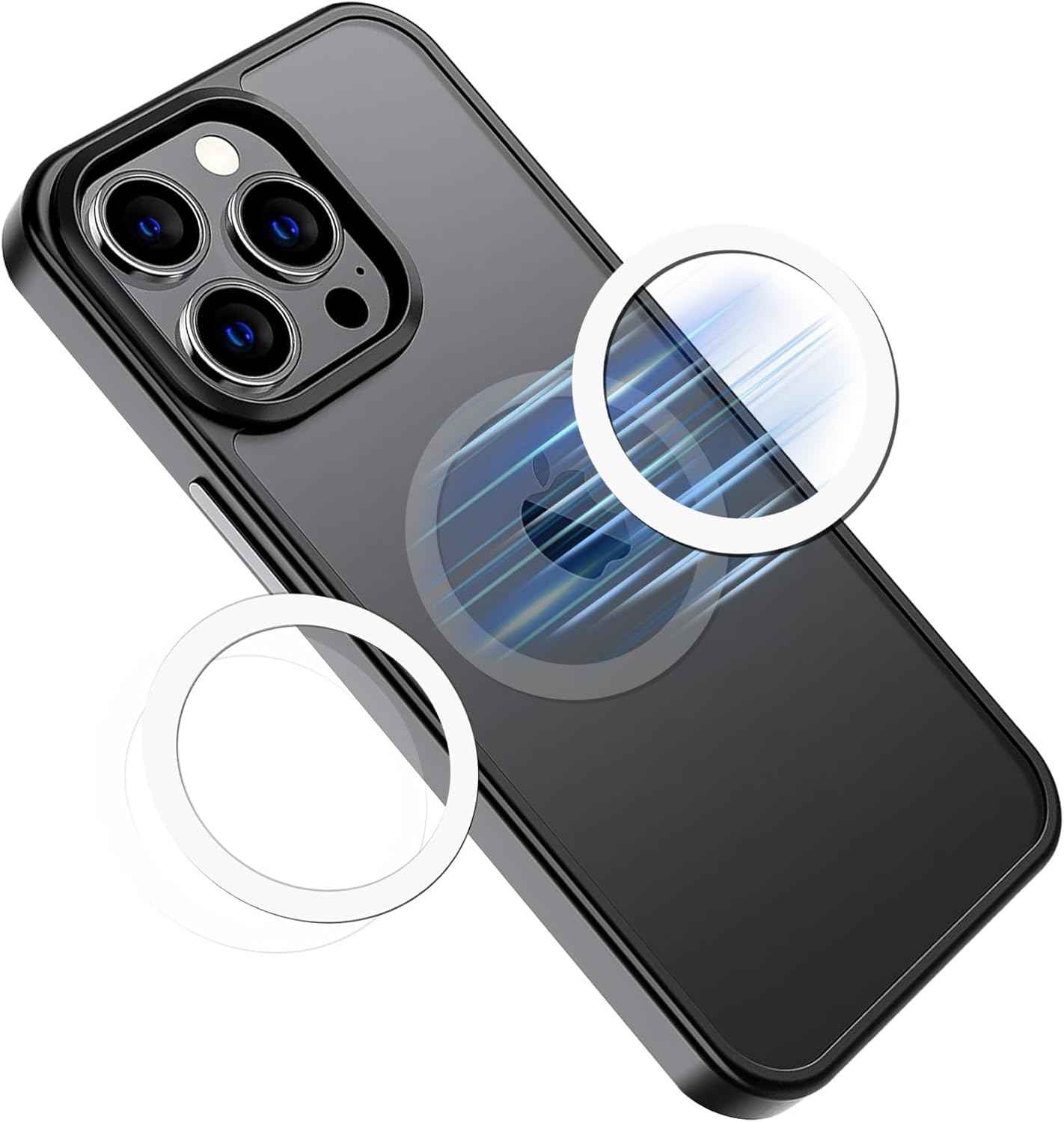 Universal Metal Rings Compatible with Magsafe Sticker,Magnetic Ring for Phone Cases & Wireless Charging, 6 Pack (2 Black,2 White & 2 Silver)