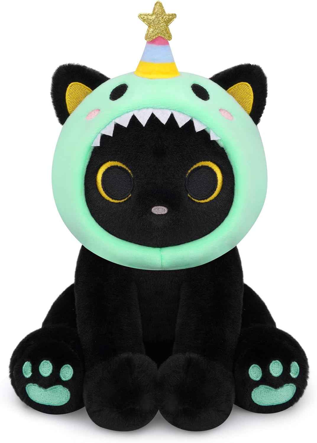 Black Cat Plush Holding Rose, 8 Inch Kawaii Valentines Plushies with Bow & Heart, Cute Plush Toy Soft Valentine's Day Gift for Her, Girlfriend, Wife, Kids