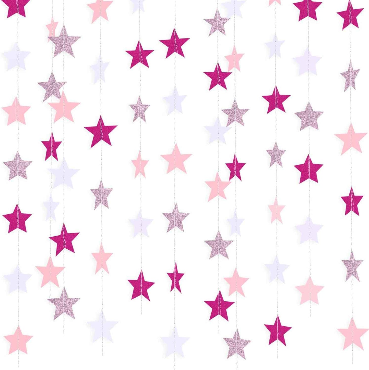 Patelai Glitter Star Garland Banner Christmas Decor 130 Feet Star Hanging Bunting Banner Twinkle Backdrop for Homecoming Classroom Wedding Birthday Halloween Party Supplies(Gold)